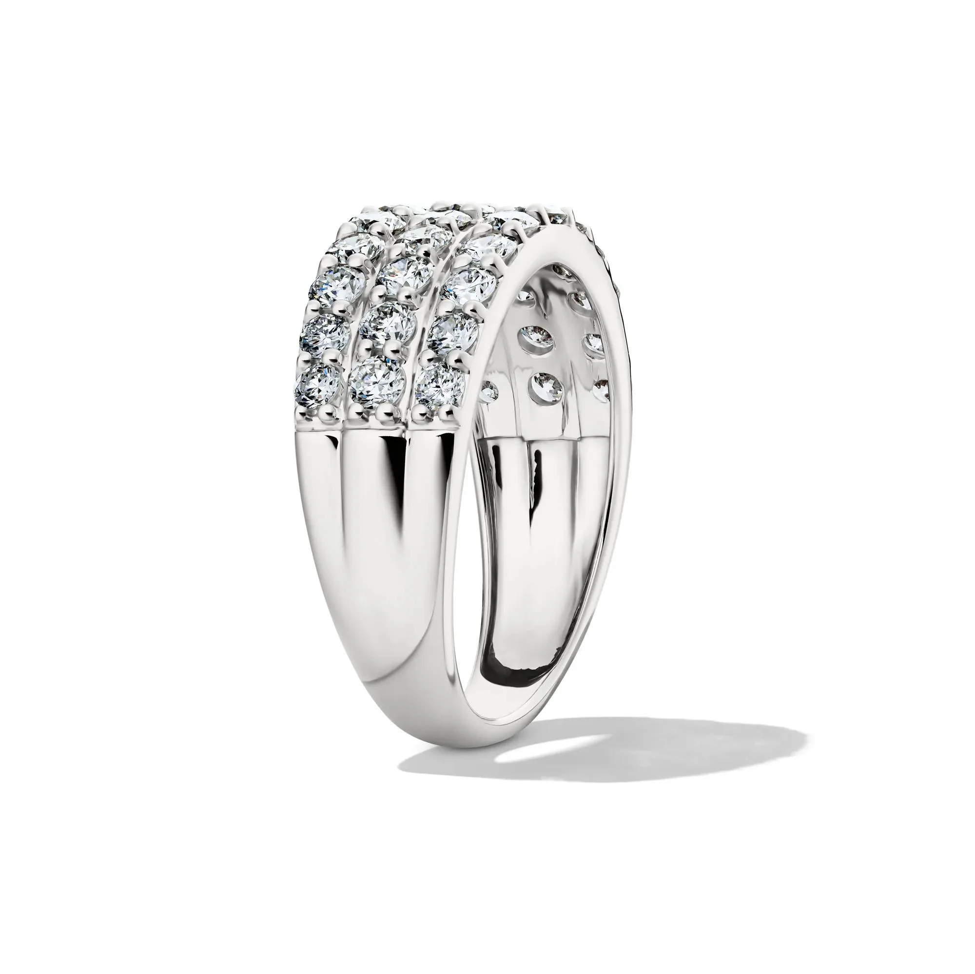 1/2 CT. Tw. Lab Grown Diamond Three-Row Band Ring 10K White Gold Round Brilliant Cut Size 7 8mm - Image 3