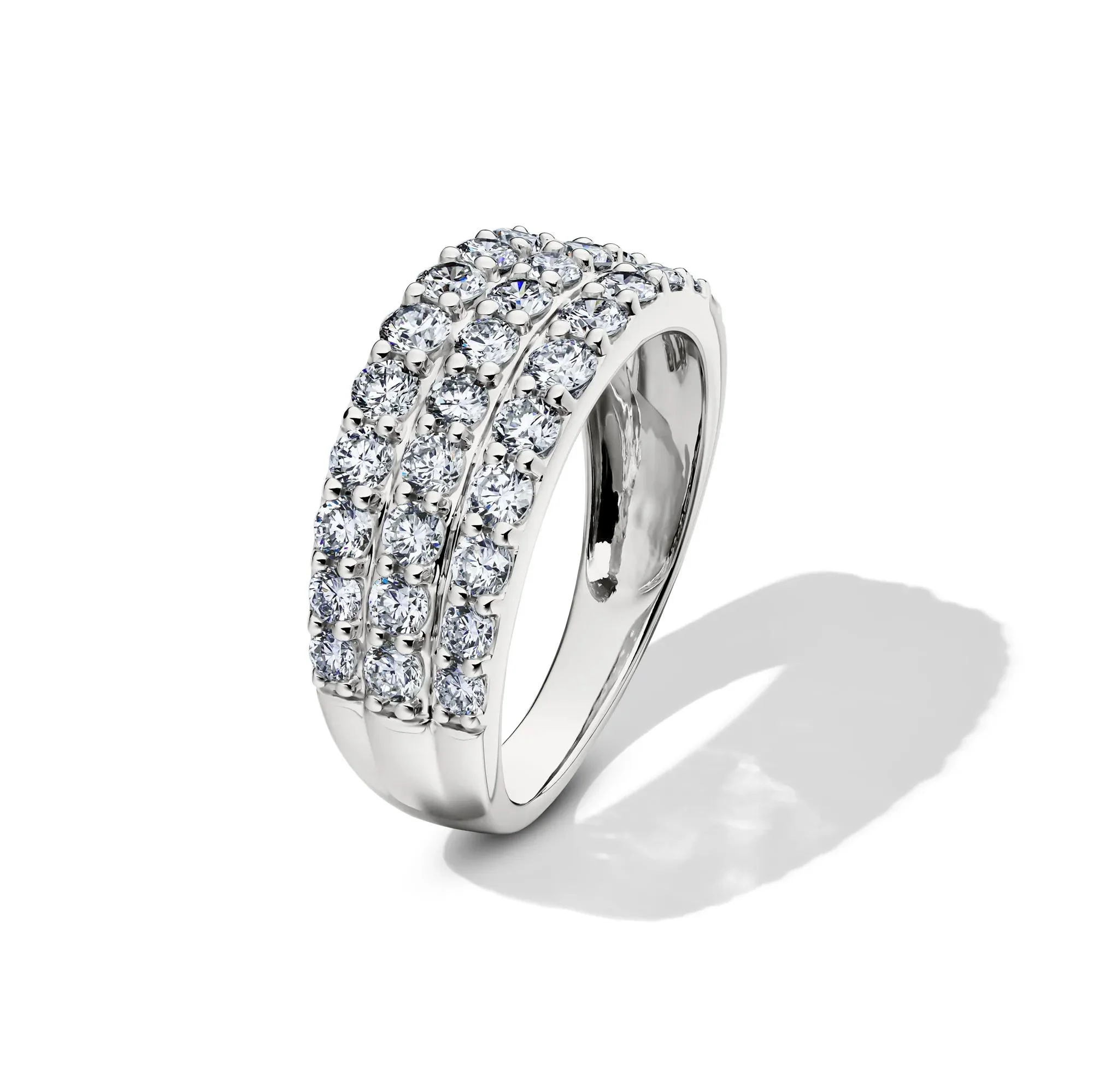 1/2 CT. Tw. Lab Grown Diamond Three-Row Band Ring 10K White Gold Round Brilliant Cut Size 7 8mm - Image 4