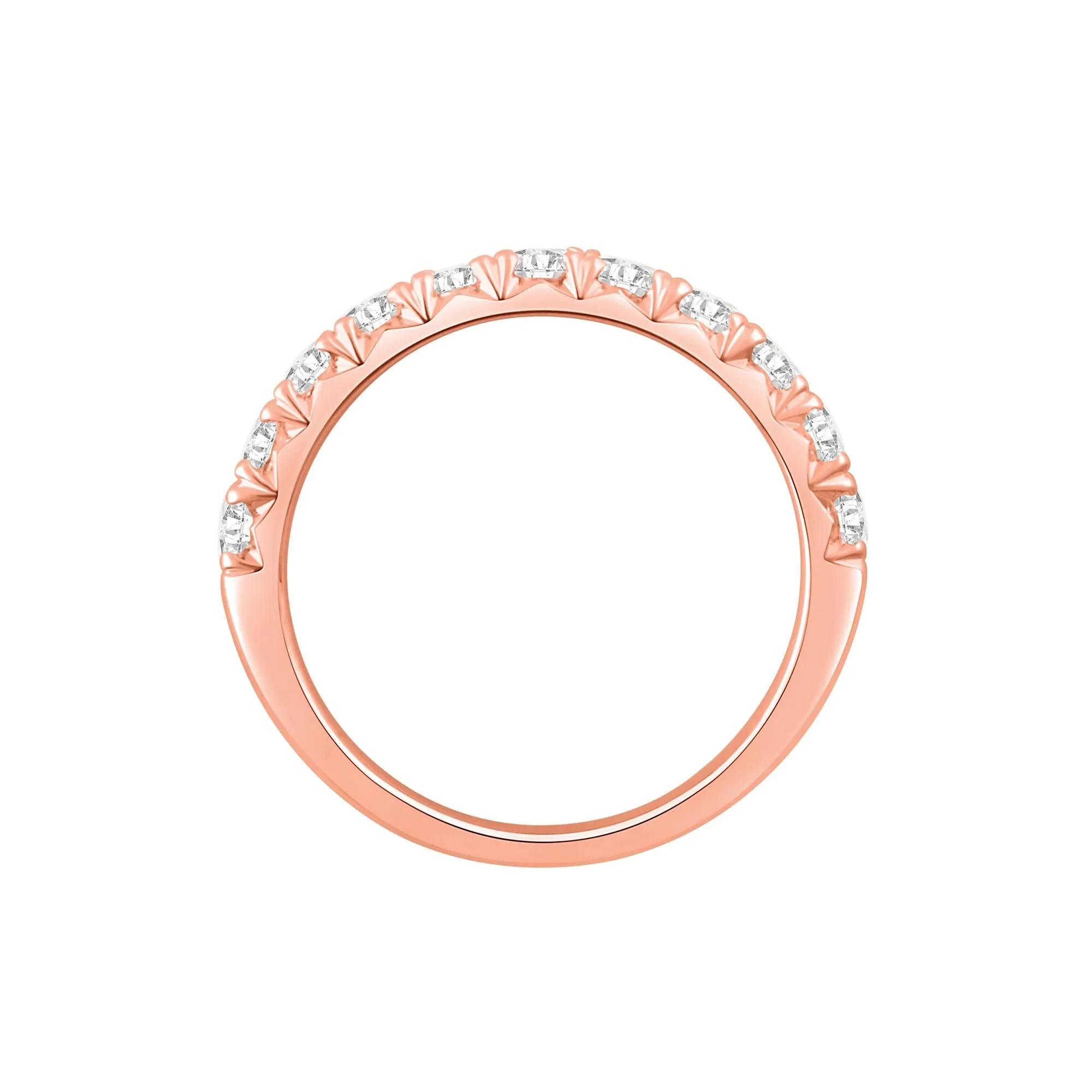 1 CT. Tw. Lab Grown French Pavé Diamond Band Ring 14K Rose Gold Round Brilliant Cut Size 8.5 - Image 2