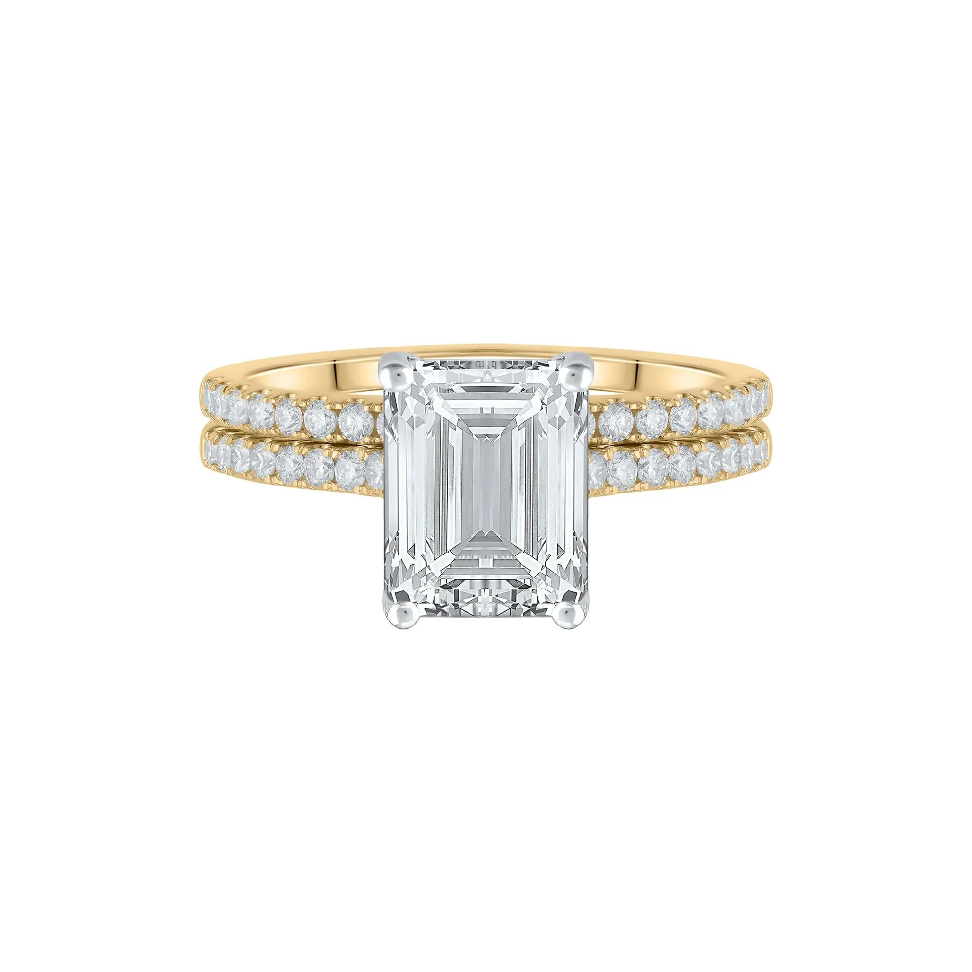 Lab Grown Diamond Emerald-Cut Wedding Set 14K Yellow Gold (3 ½ CT. Tw.) Ring Size 7