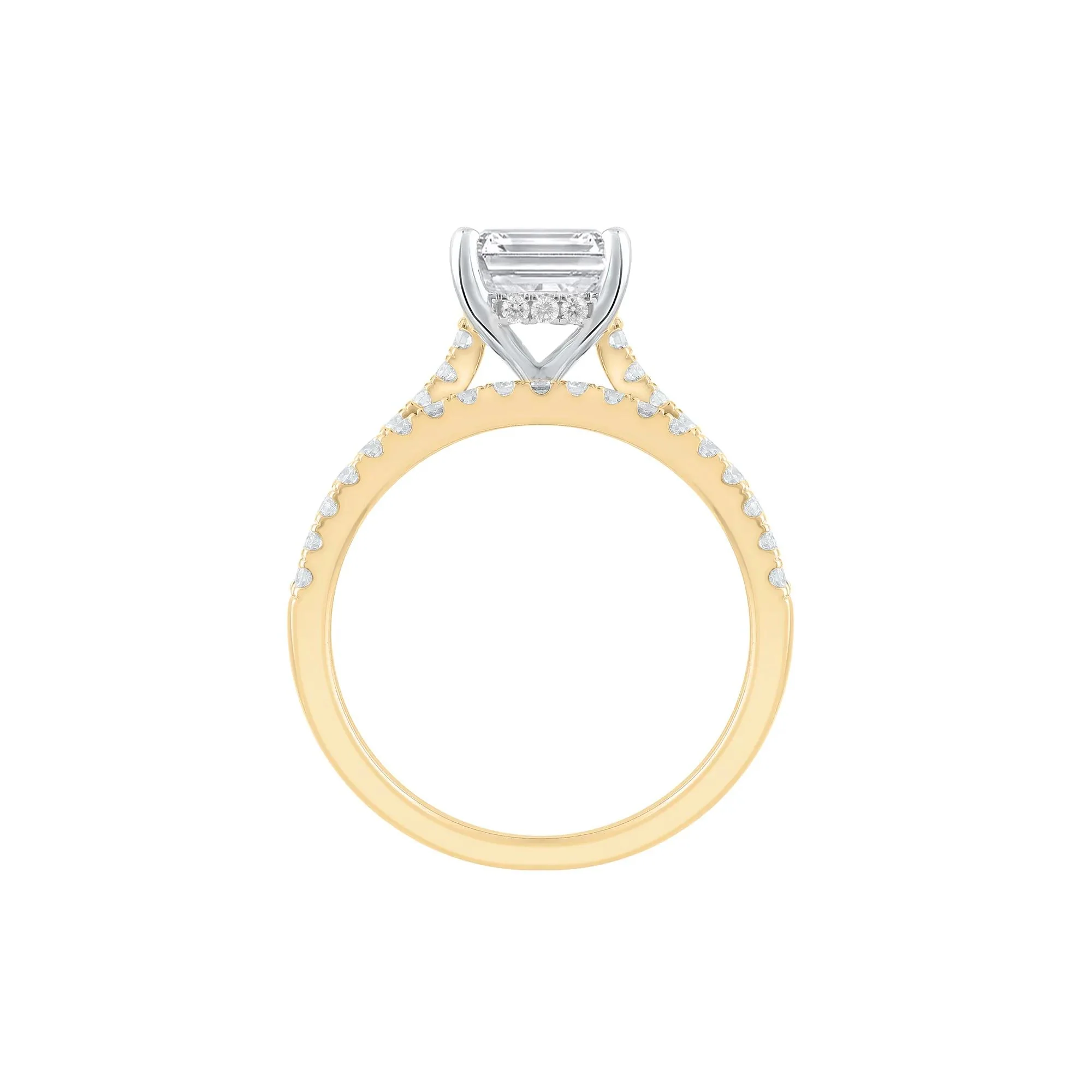 Lab Grown Diamond Emerald-Cut Wedding Set 14K Yellow Gold (3 ½ CT. Tw.) Ring Size 7 - Image 2