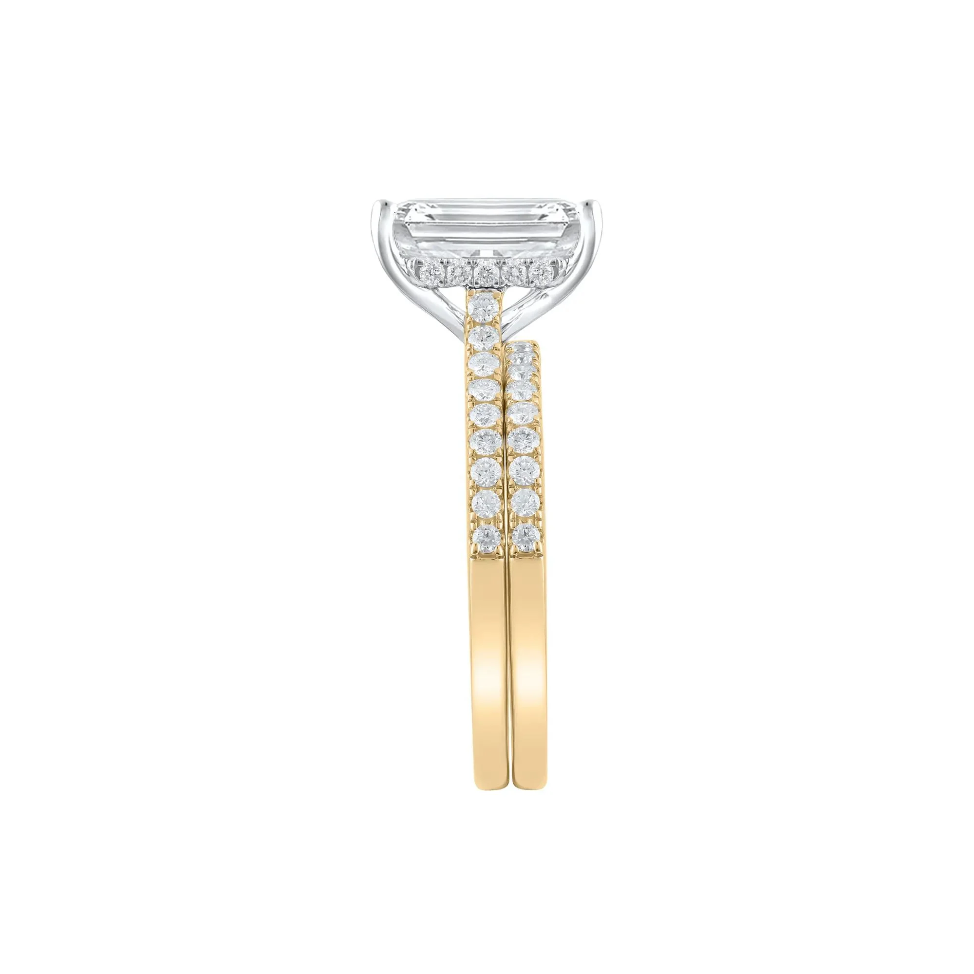 Lab Grown Diamond Emerald-Cut Wedding Set 14K Yellow Gold (3 ½ CT. Tw.) Ring Size 7 - Image 3