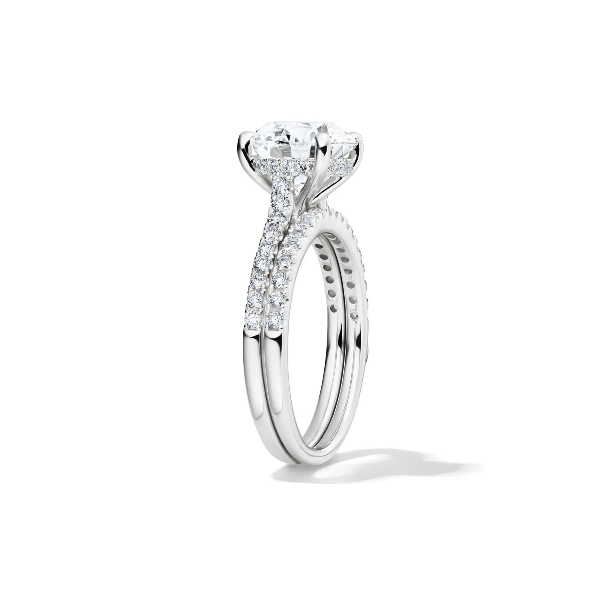 Lab Grown Diamond Wedding Set 14K White Gold (3 ½ CT. Tw.) Ring Round Brilliant Cut Size 7.5 - Image 3