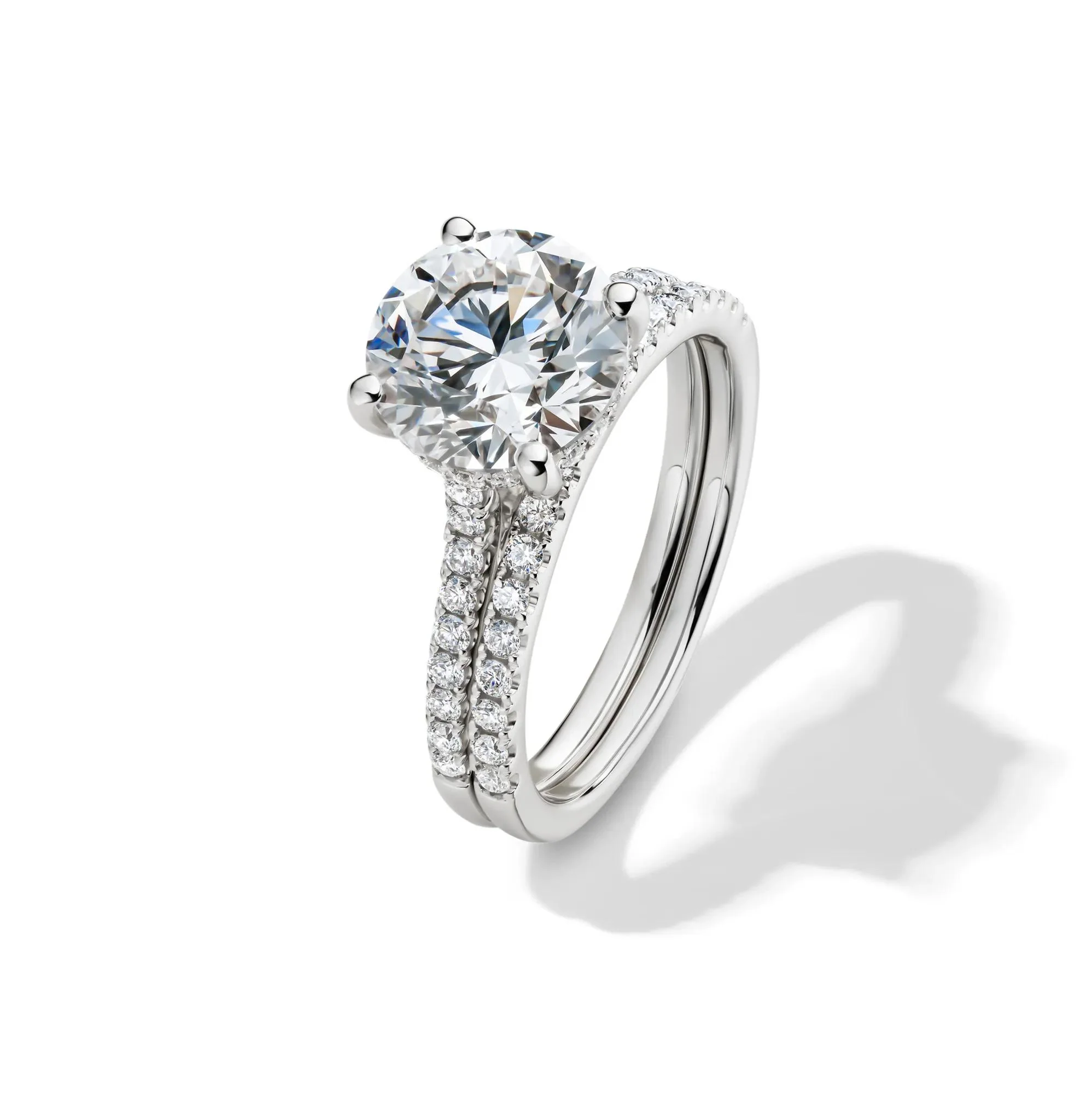 Lab Grown Diamond Wedding Set 14K White Gold (3 ½ CT. Tw.) Ring Round Brilliant Cut Size 7.5 - Image 5