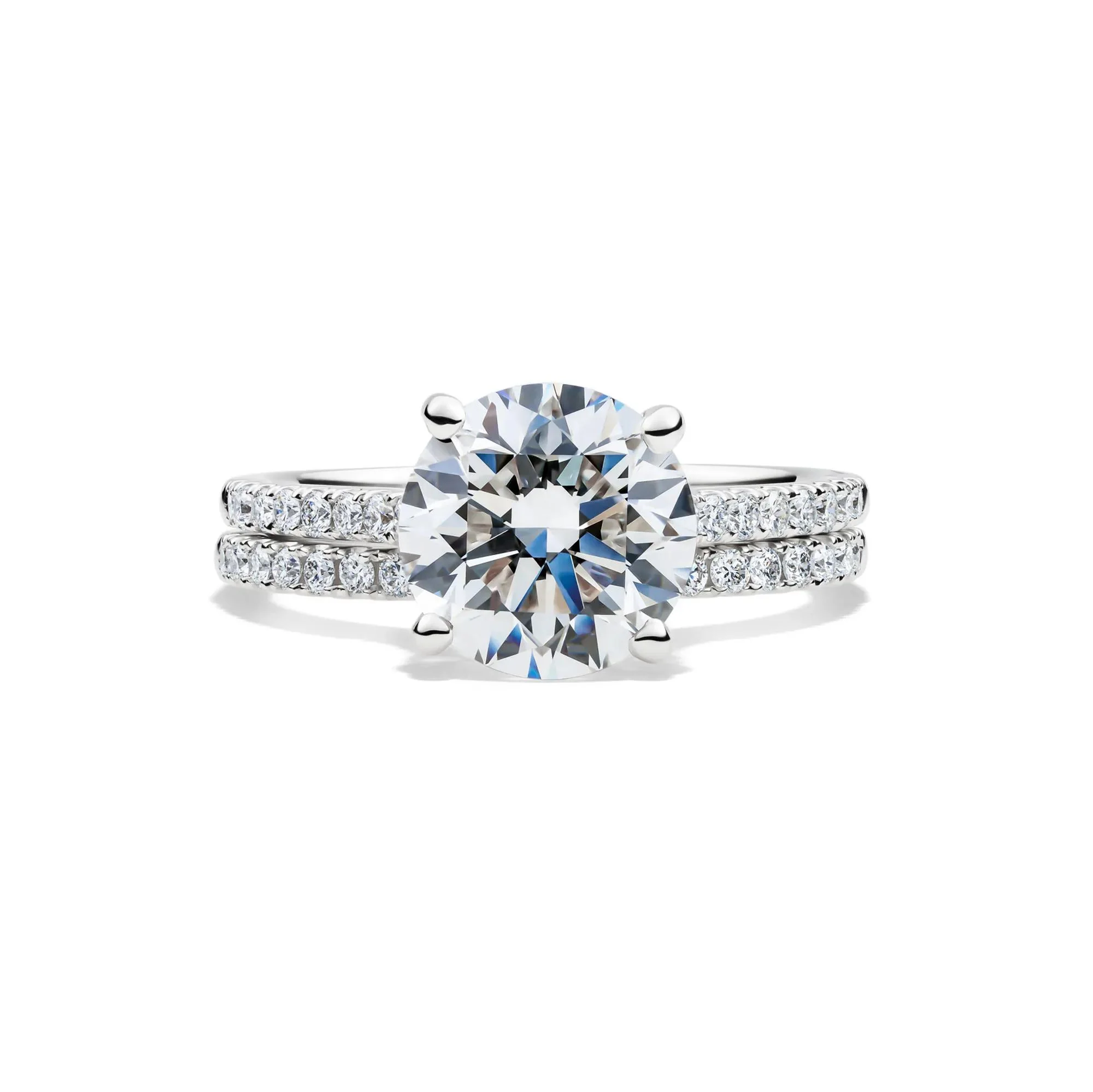 Lab Grown Diamond Wedding Set 14K White Gold (3 ½ CT. Tw.) Ring Round Brilliant Cut Size 8.5