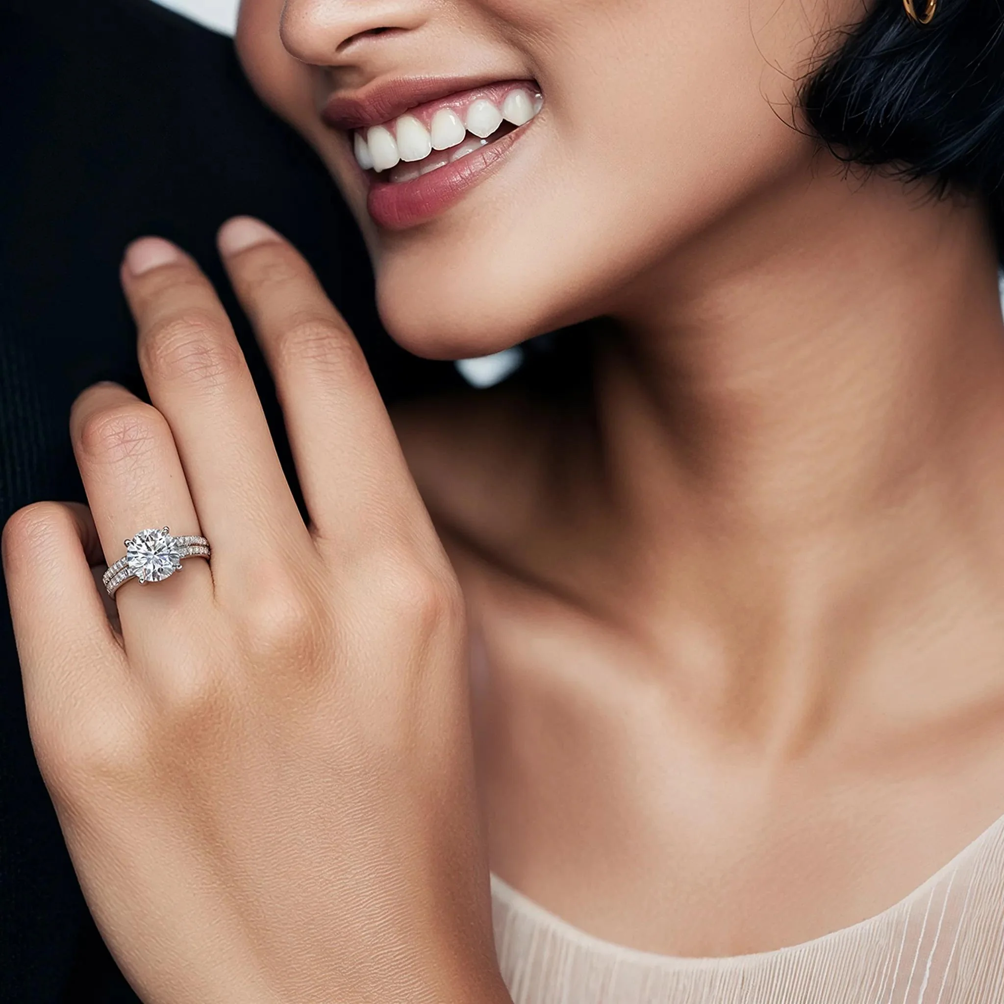 Lab Grown Diamond Wedding Set 14K White Gold (3 ½ CT. Tw.) Ring Round Brilliant Cut Size 8.5 - Image 7