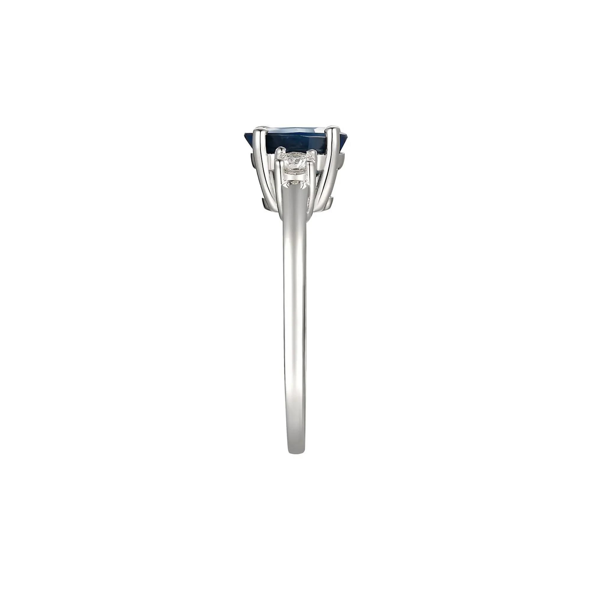 1/5 CT. Tw. Sapphire & Diamond Ring 14K White Gold Round Brilliant Cut Size 5 - Image 3