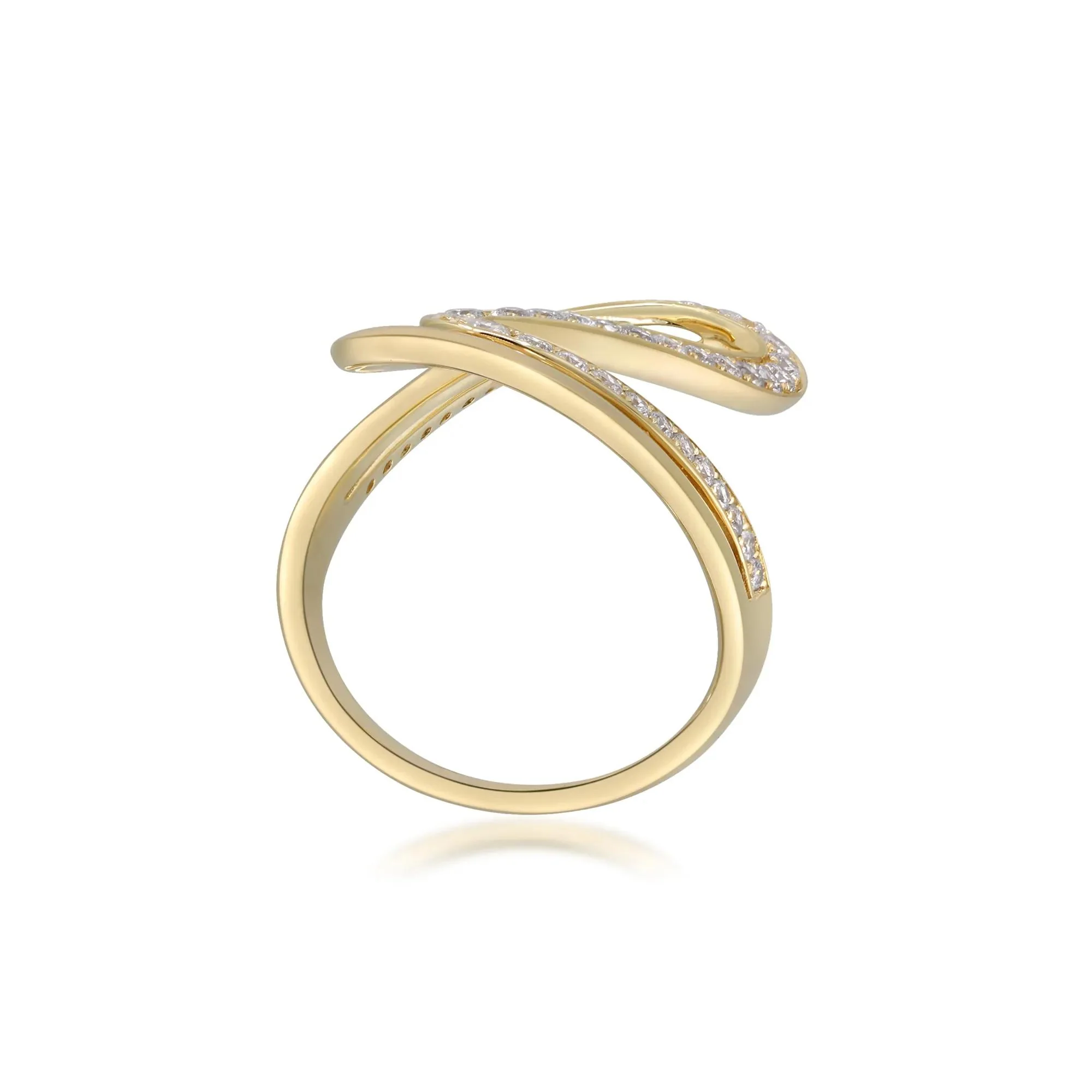 3/4 CT. Tw. Diamond Swirl Cocktail Ring 10K Yellow Gold Size 6 2mm - Image 3
