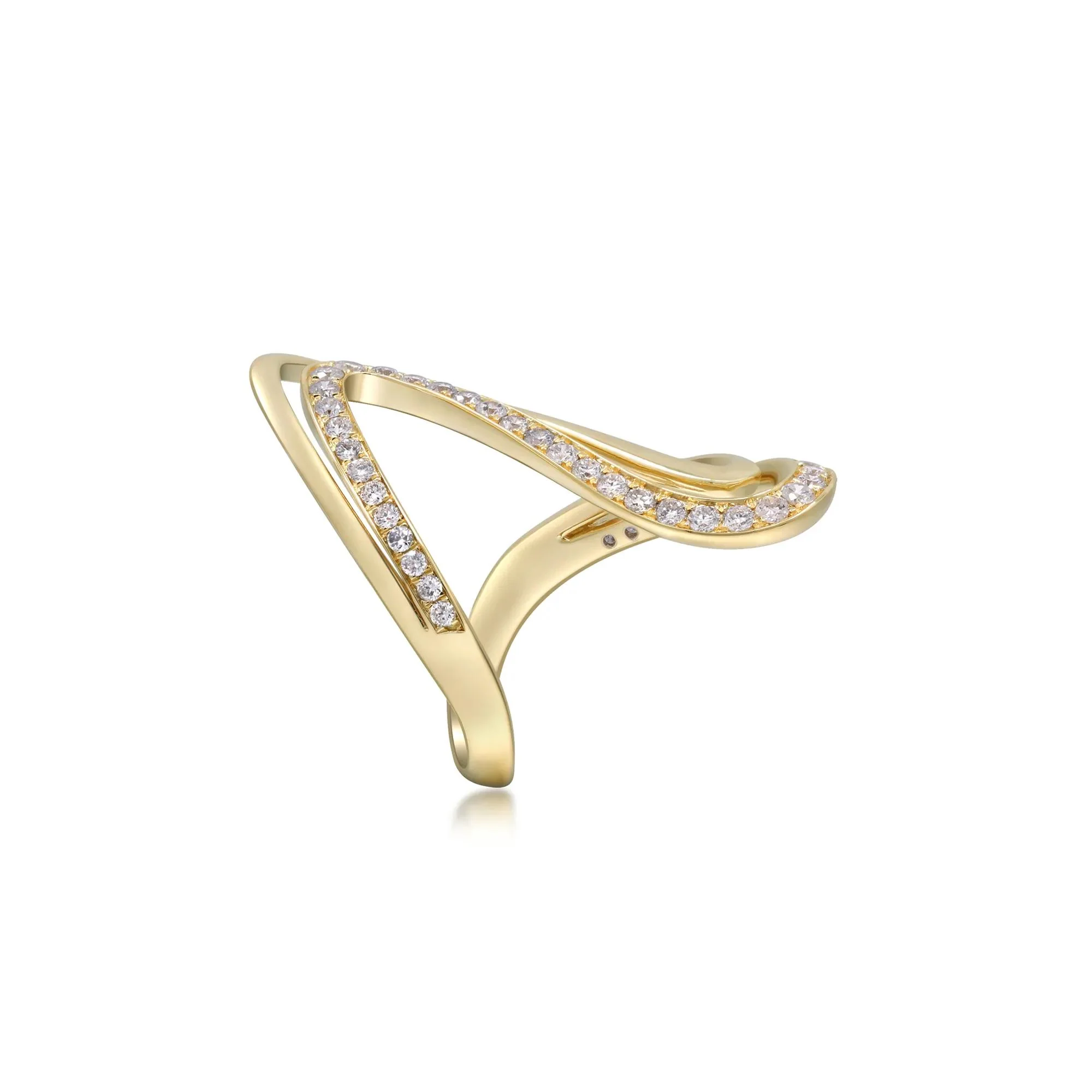 3/4 CT. Tw. Diamond Swirl Cocktail Ring 10K Yellow Gold Size 6 2mm - Image 4