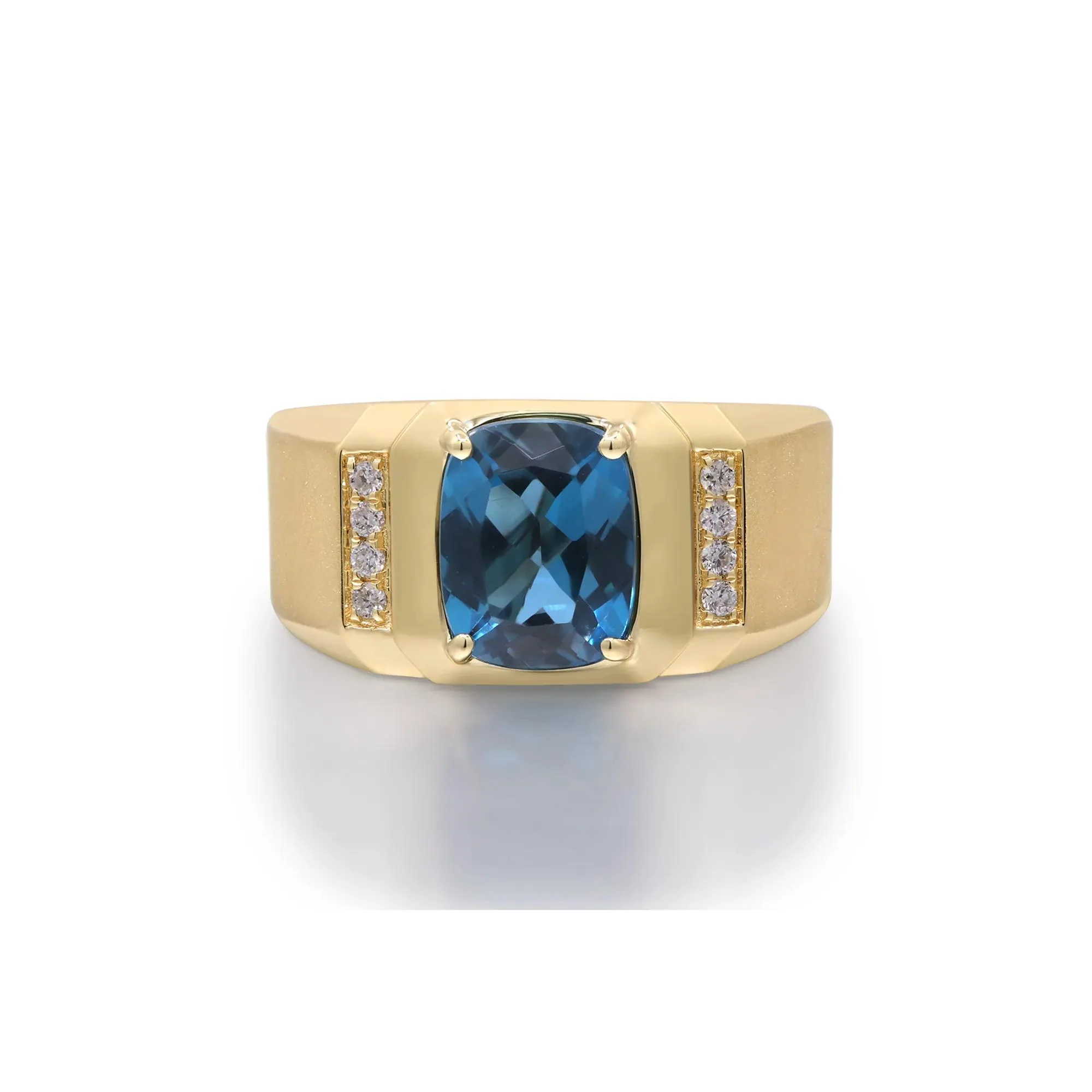London Blue Topaz & Diamond Accent Ring 14K Yellow Gold Size 11.5 3mm - Image 5