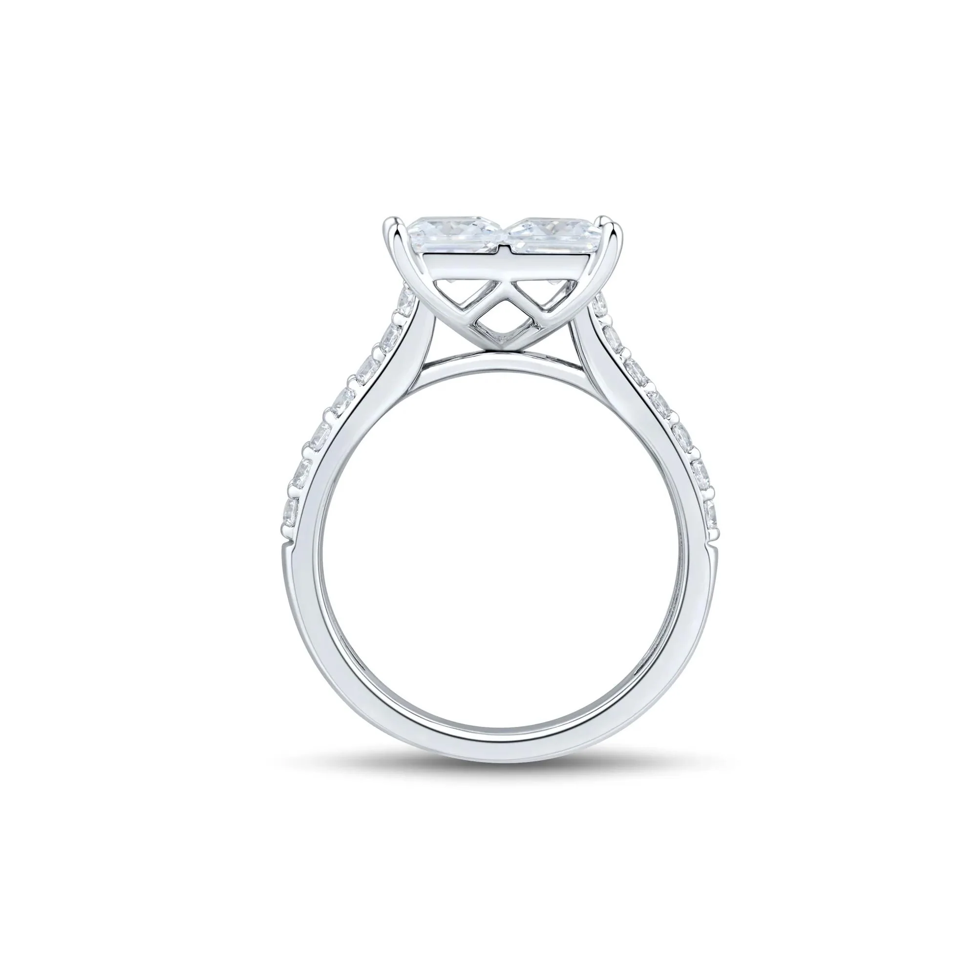 4 CT. Tw. Lab Grown Diamond Composite Engagement Ring 10K White Gold Size 6 1.5mm - Image 2