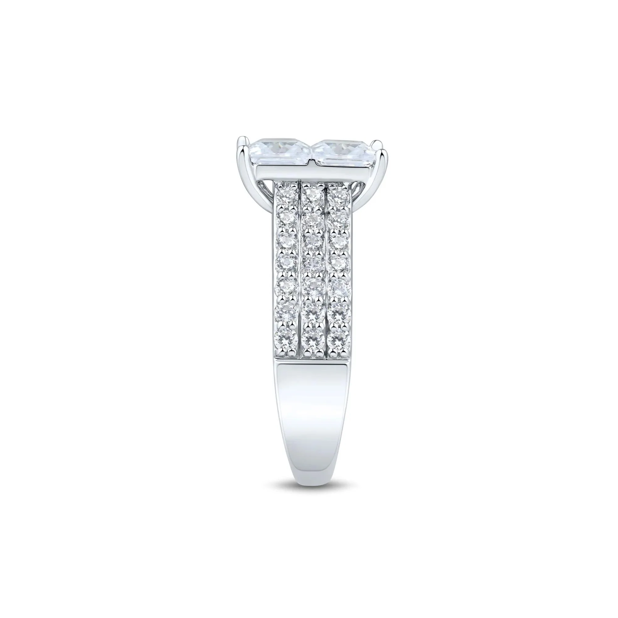 4 CT. Tw. Lab Grown Diamond Composite Engagement Ring 10K White Gold Size 7.5 1.5mm - Image 3