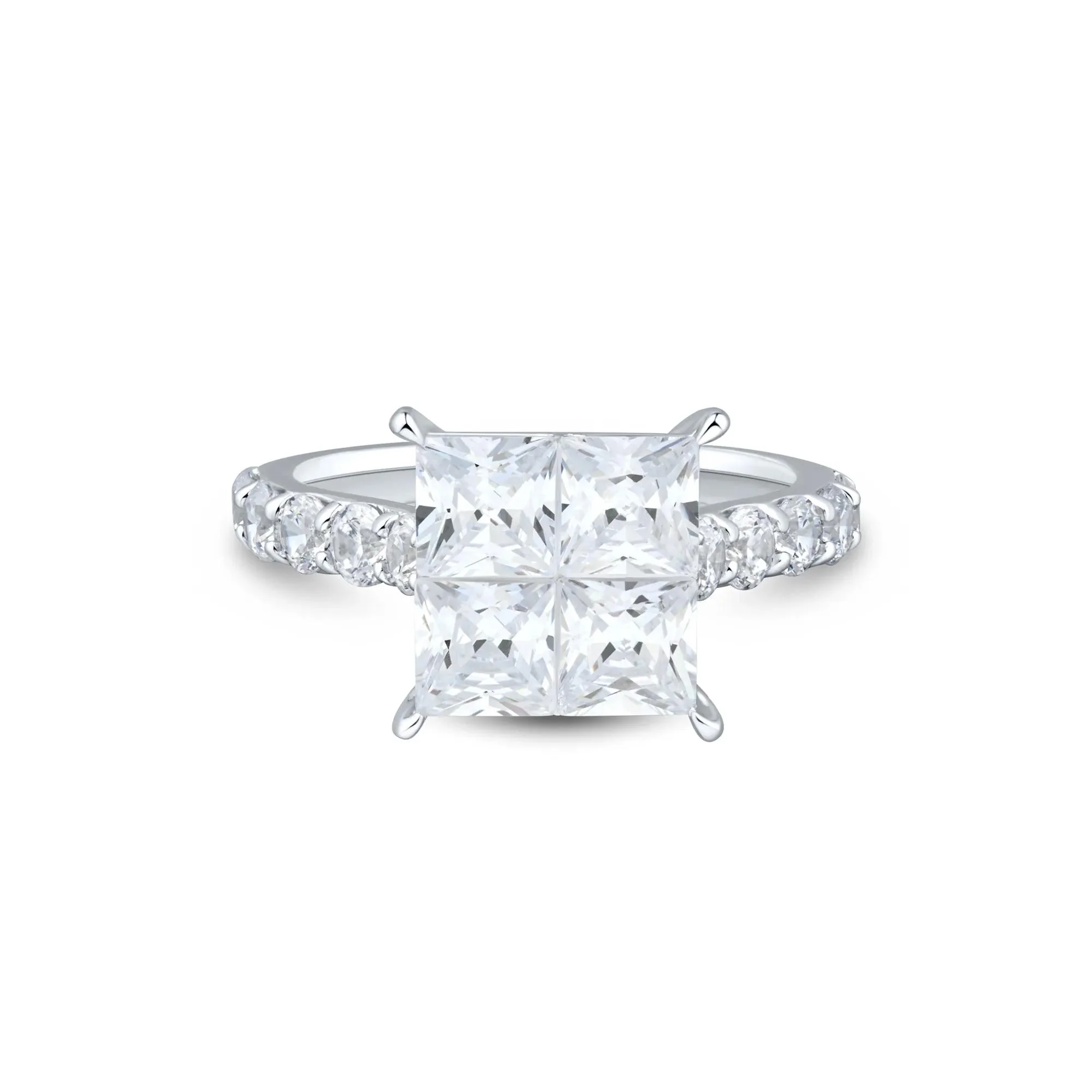 4 CT. Tw. Lab Grown Diamond Composite Engagement Ring 10K White Gold Size 9 1.5mm