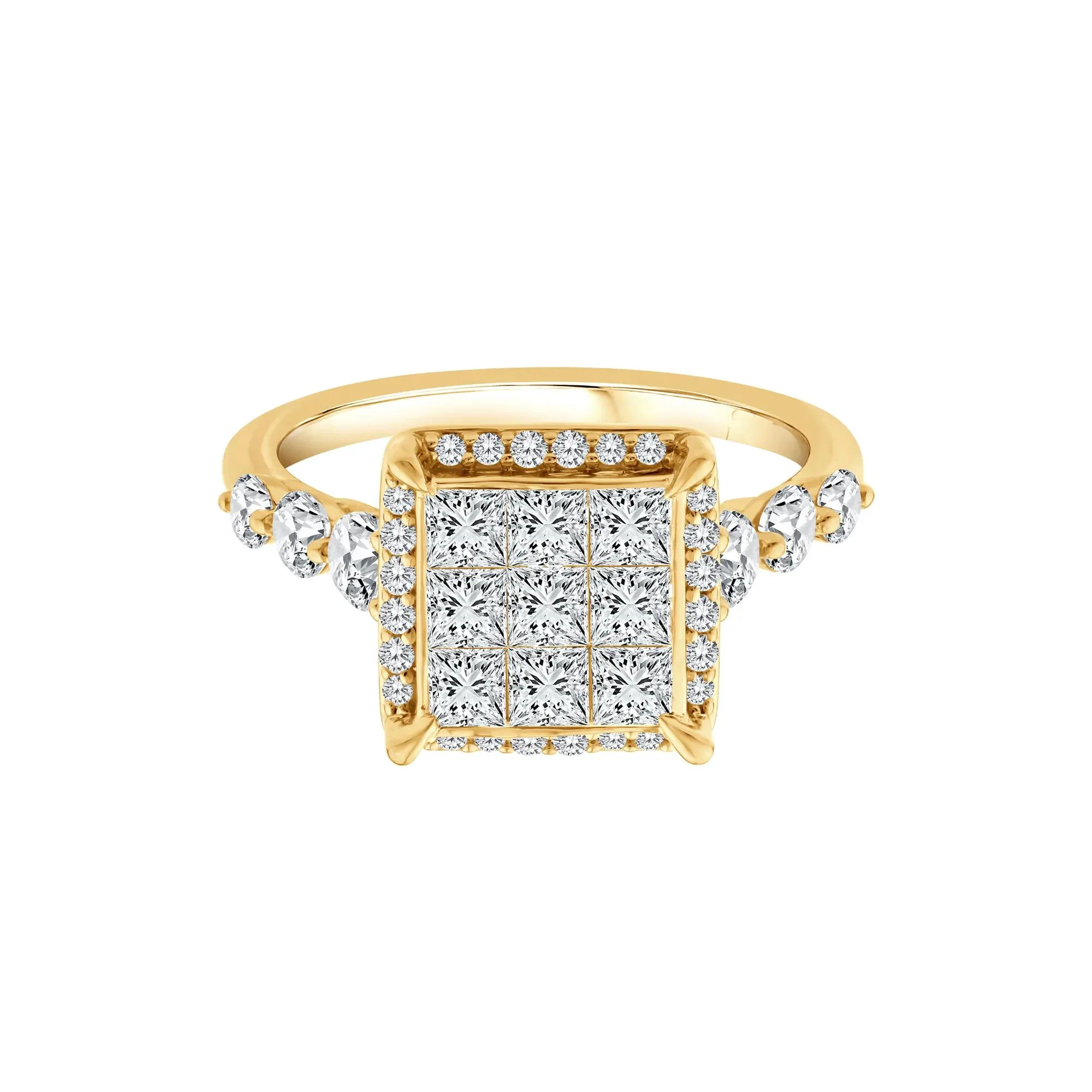 1/2 CT. Tw. Diamond Composite Engagement Ring 10K Yellow Gold Round Brilliant Cut Size 7.5