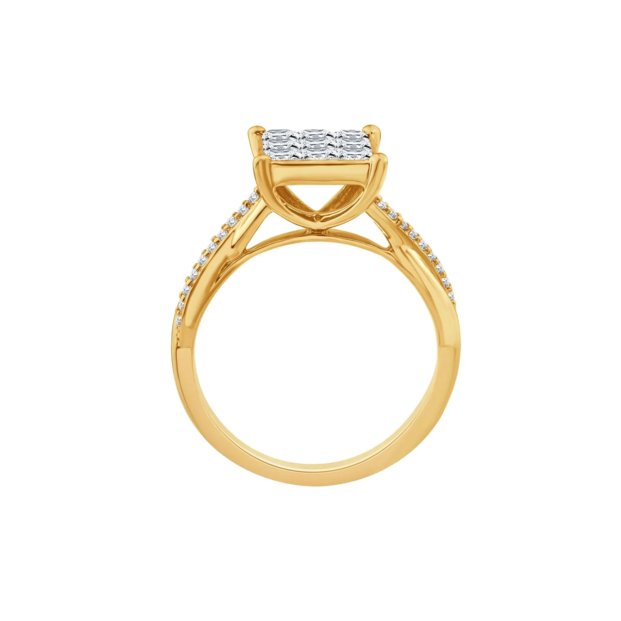 1 CT. Tw. Diamond Composite Engagement Ring 10K Yellow Gold Size 6 - Image 2