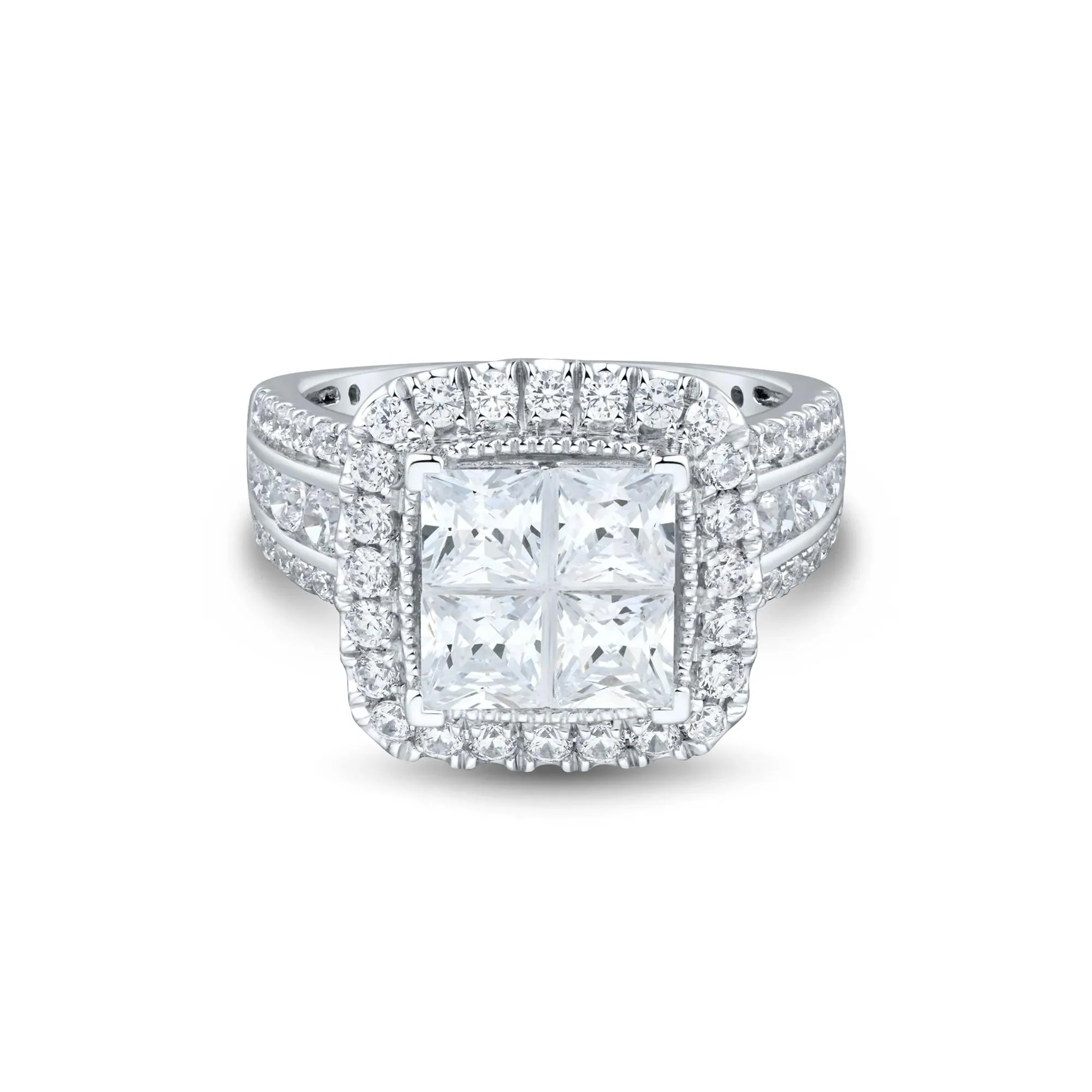 3 CT. Tw. Lab Grown Diamond Composite Engagement Ring 10K White Gold Size 8 1.5mm