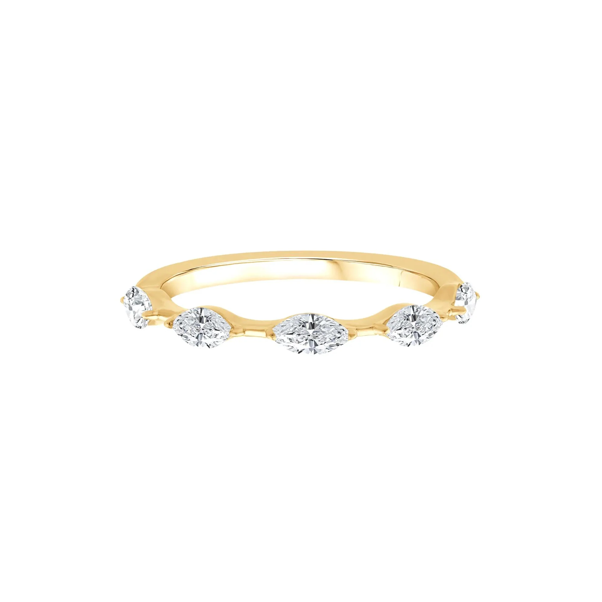 1/2 CT. Tw. Lab Grown Diamond Marquise Stack Ring 10K Yellow Gold Size 6
