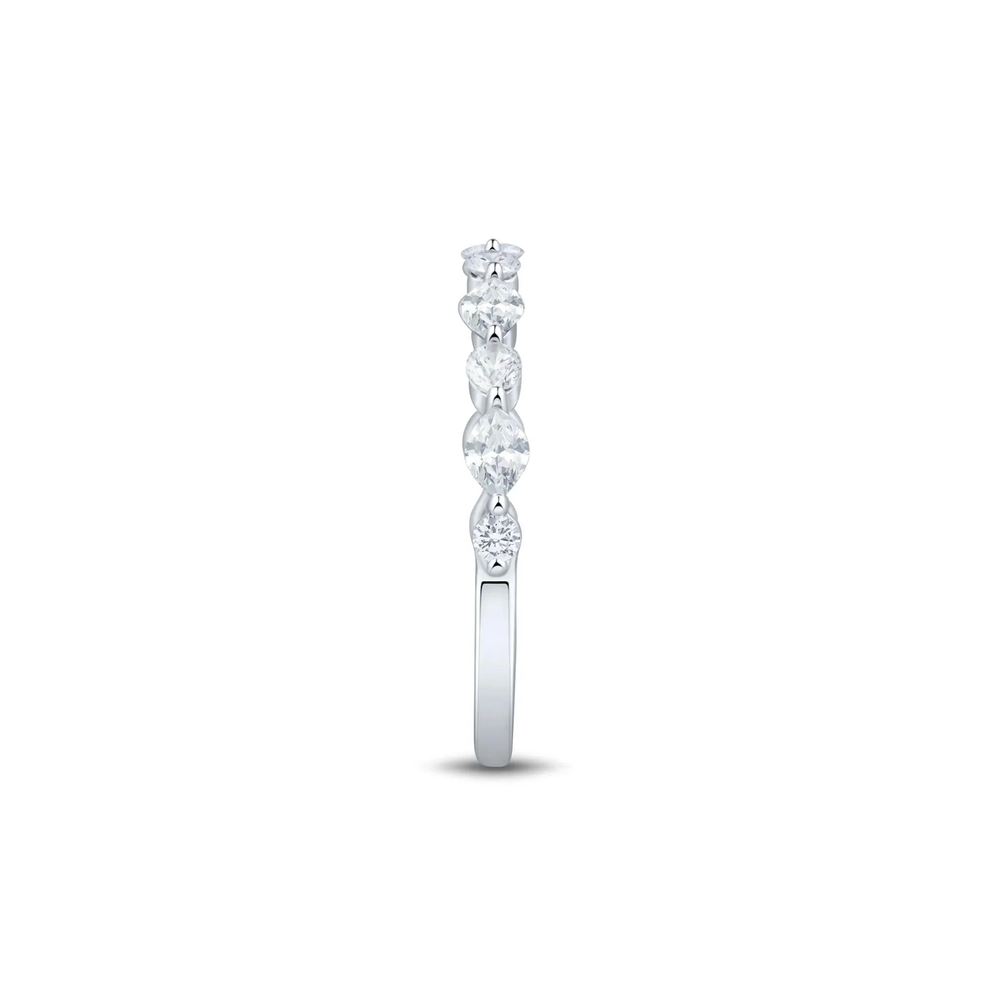 1/2 CT. Tw. Lab Grown Marquise and Round Diamond Band Ring 10K White Gold Size 6 1mm - Image 3