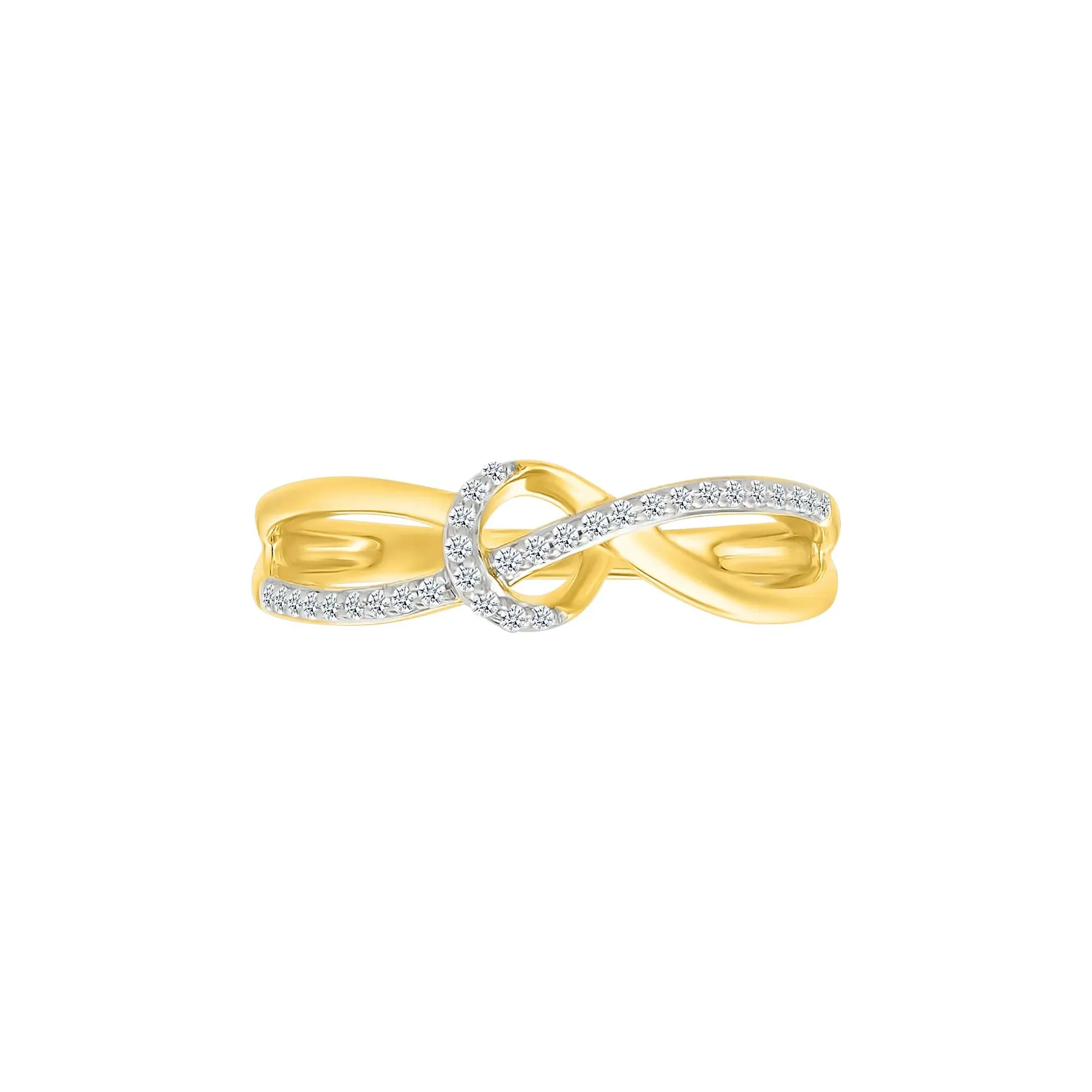 1/8 CT. Tw. Diamond Knot Ring 10K Yellow Gold Size 7.5 2mm - Image 3