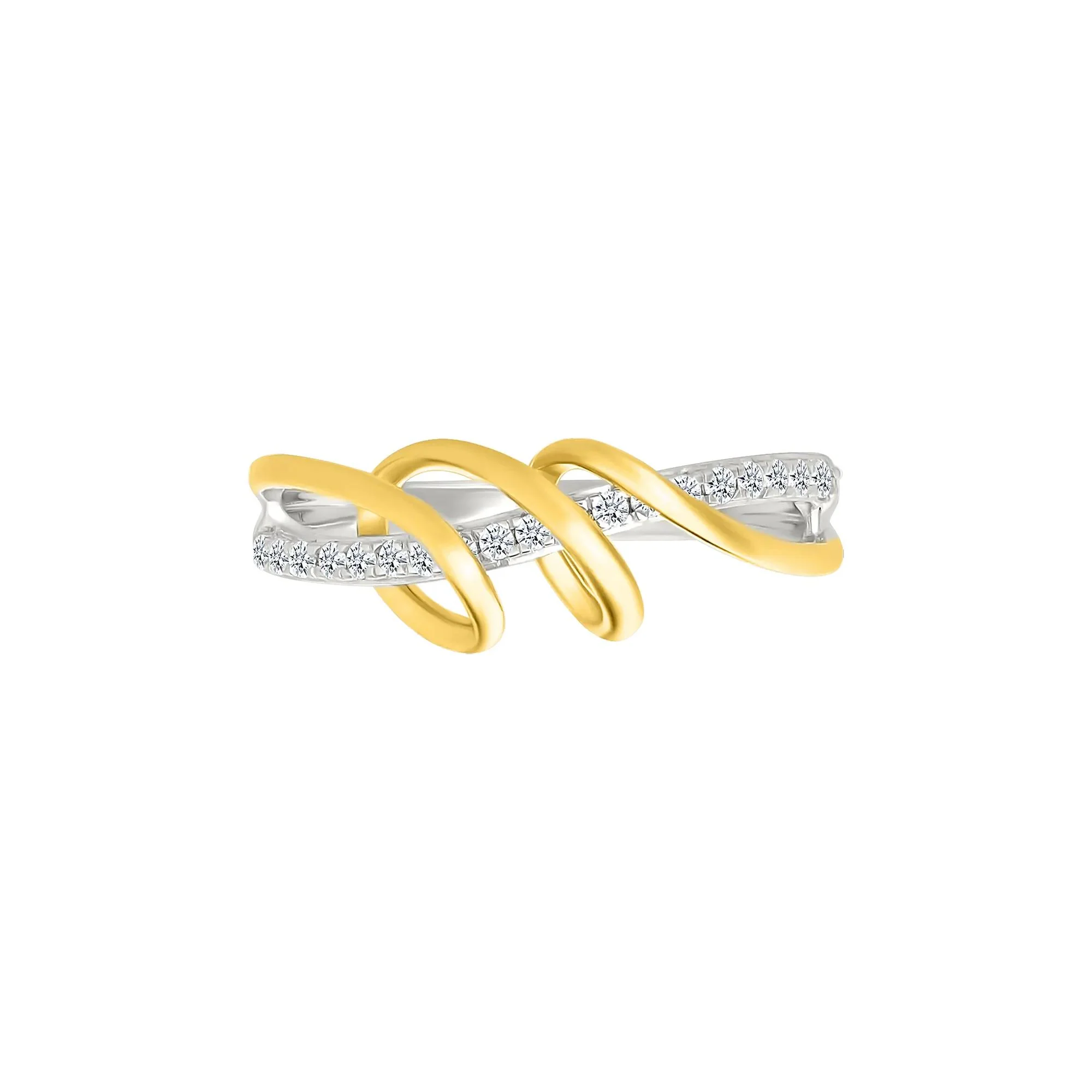 1/8 CT. Tw. Diamond Twist Ring .925 Sterling Silver and 10K Yellow Gold White Size 9 2mm - Image 4