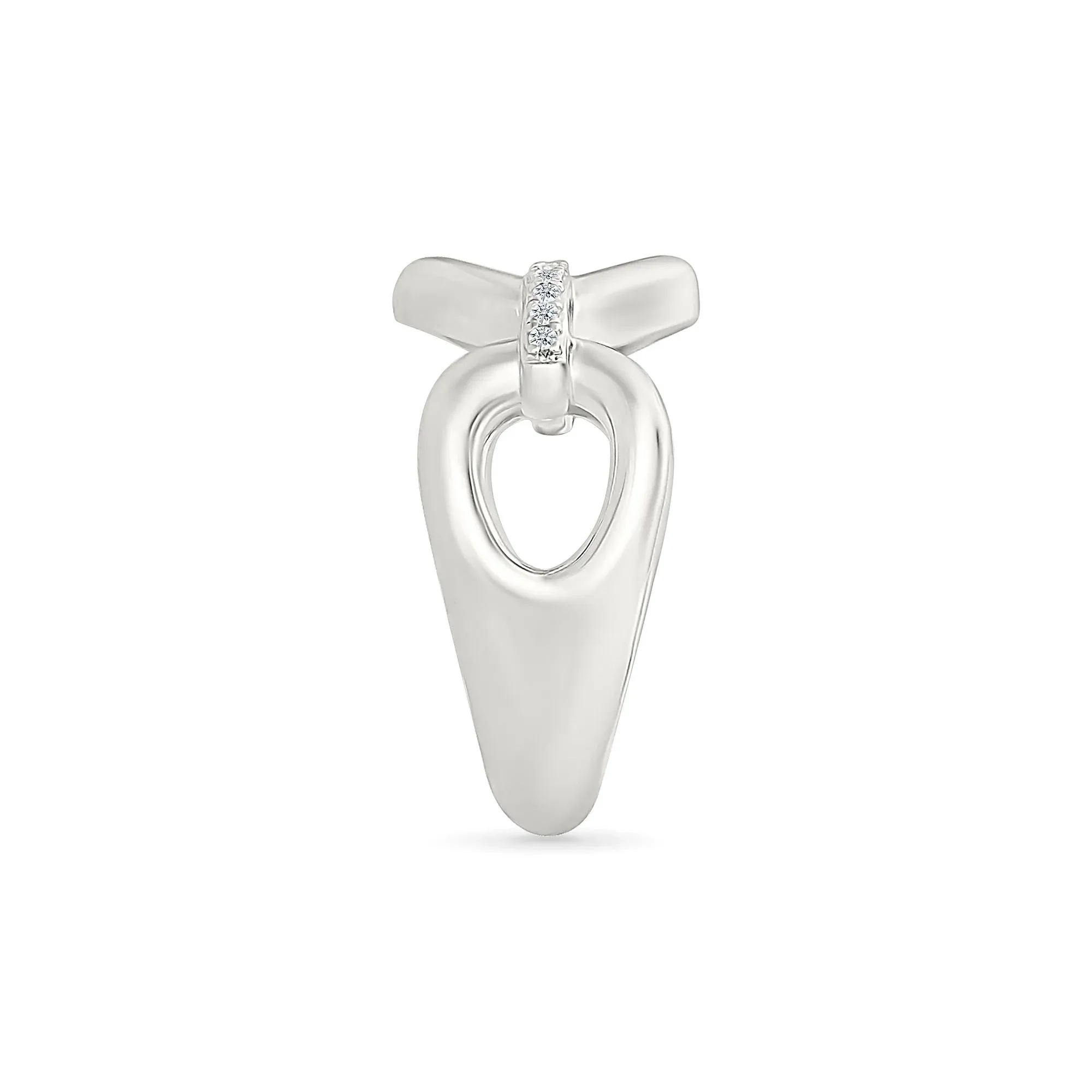 Diamond Accent Link Ring .925 Sterling Silver White Size 8.5 3mm - Image 4