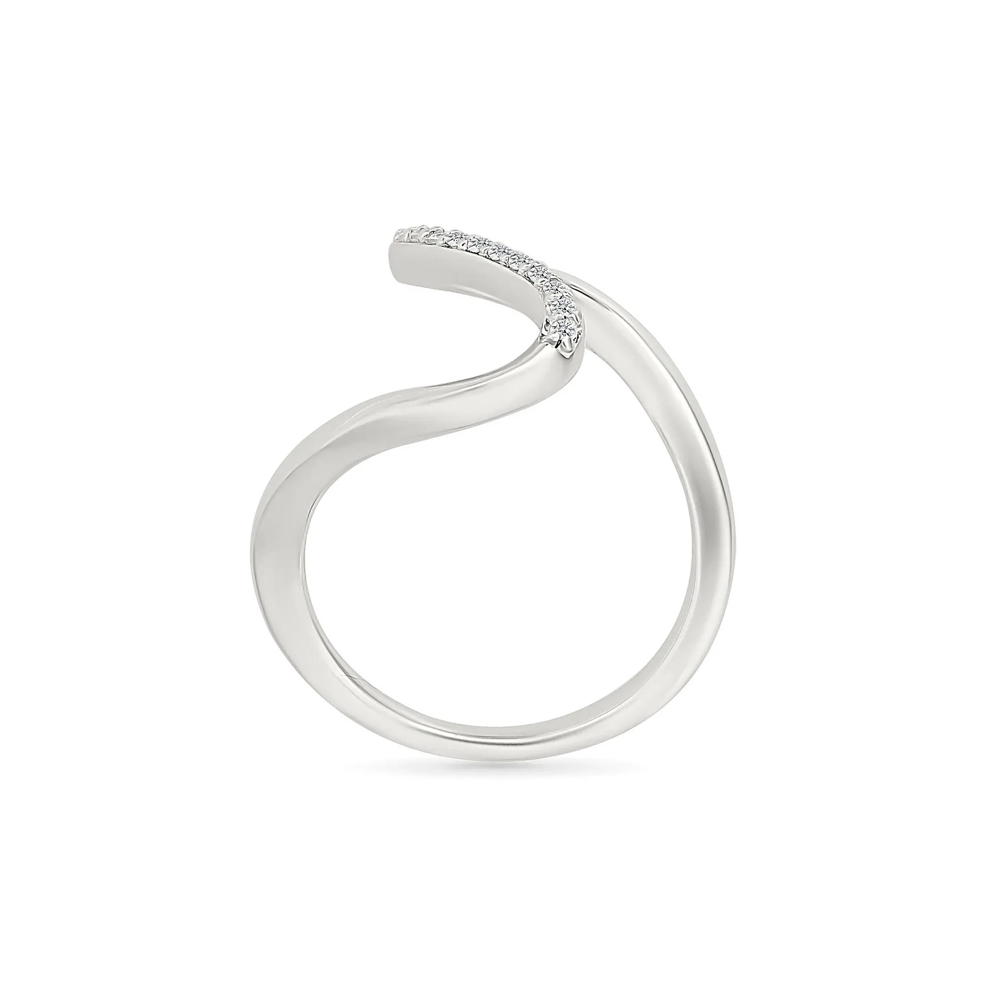 1/10 CT. Tw. Diamond Wavy Ring .925 Sterling Silver White Size 9 1mm - Image 2