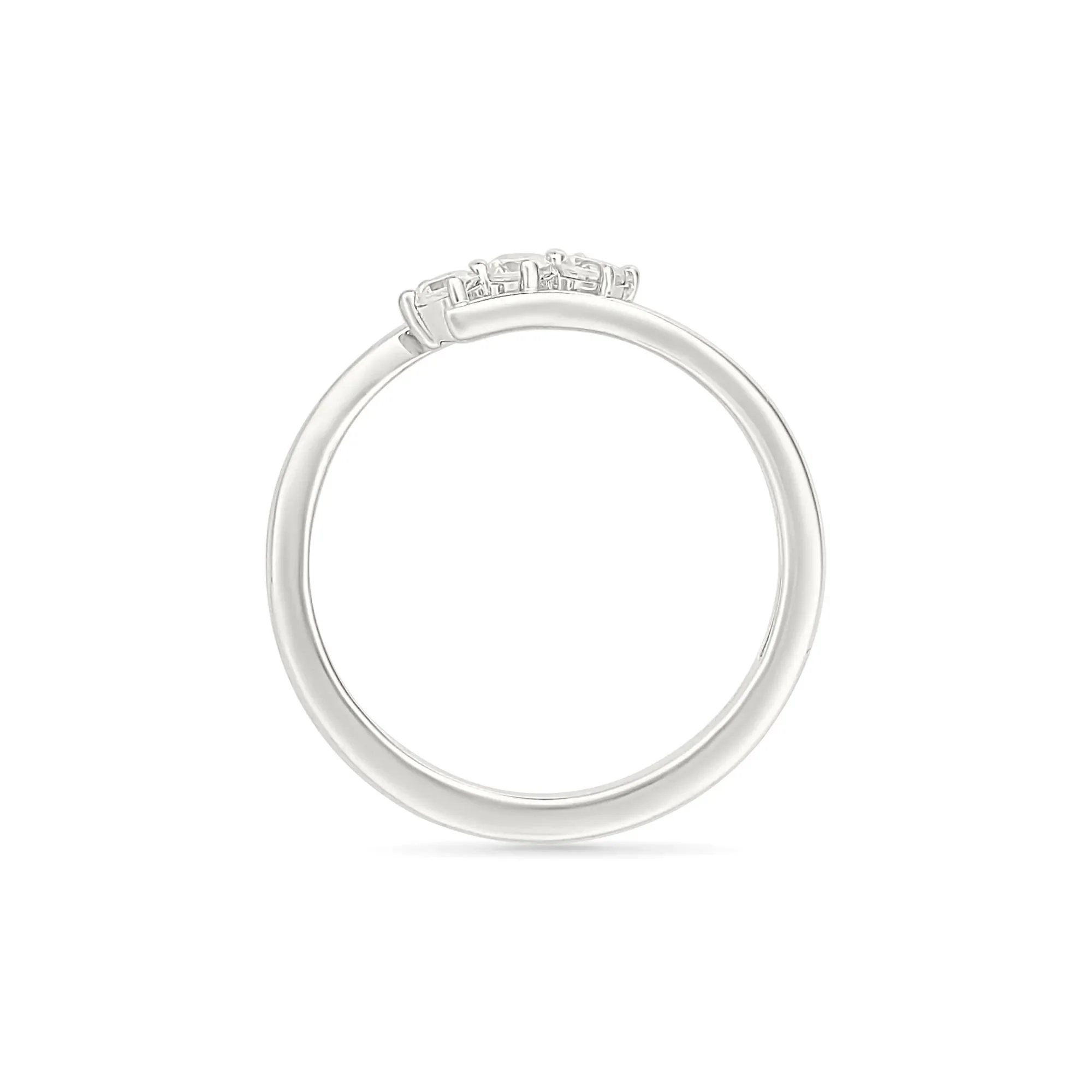 1/5 CT. Tw. Diamond Three-Stone Bypass Ring 10K White Gold Round Brilliant Cut Size 9 2mm - Image 2