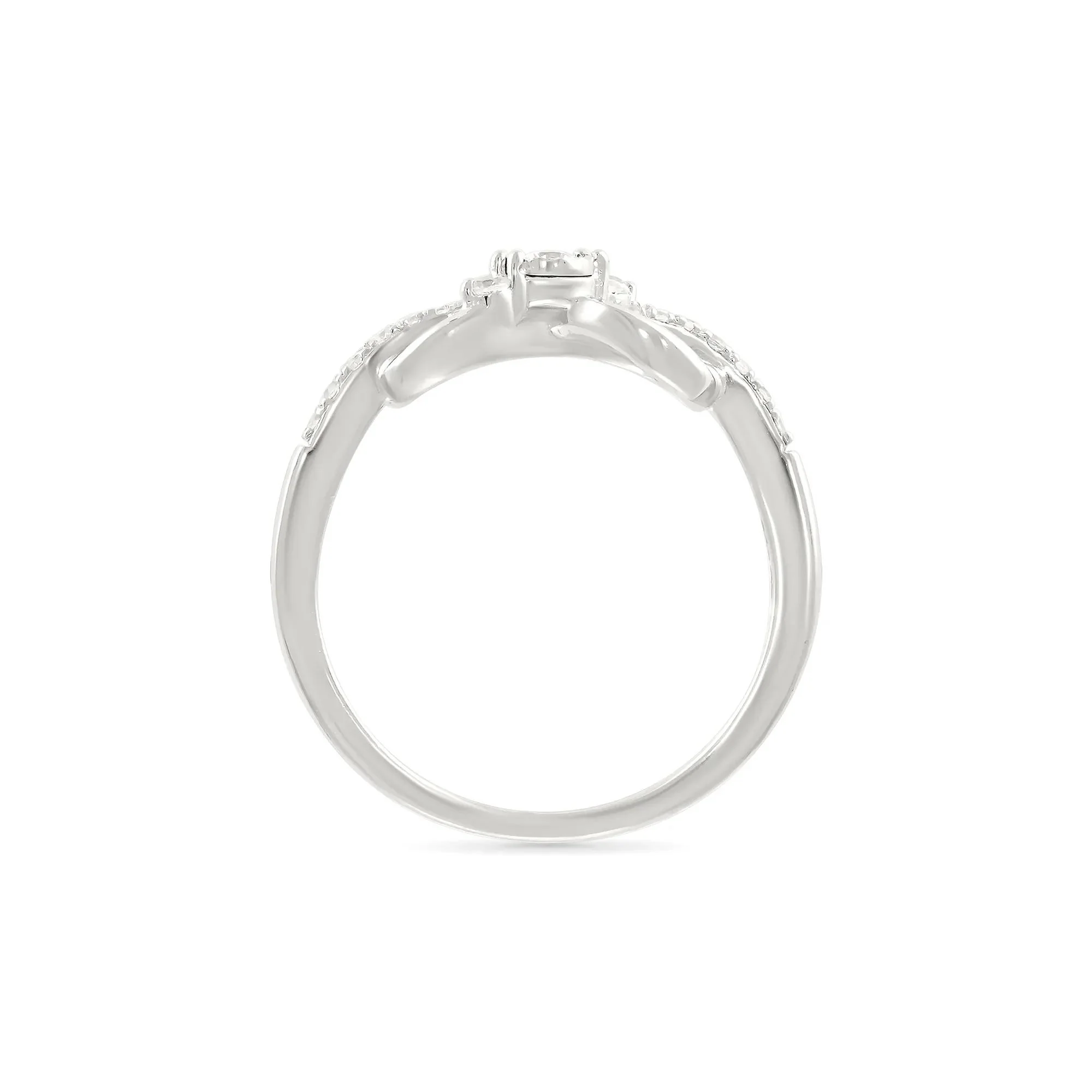 Diamond Accent Infinity Knot Ring .925 Sterling Silver Round Brilliant Cut White Size 6.5 2mm