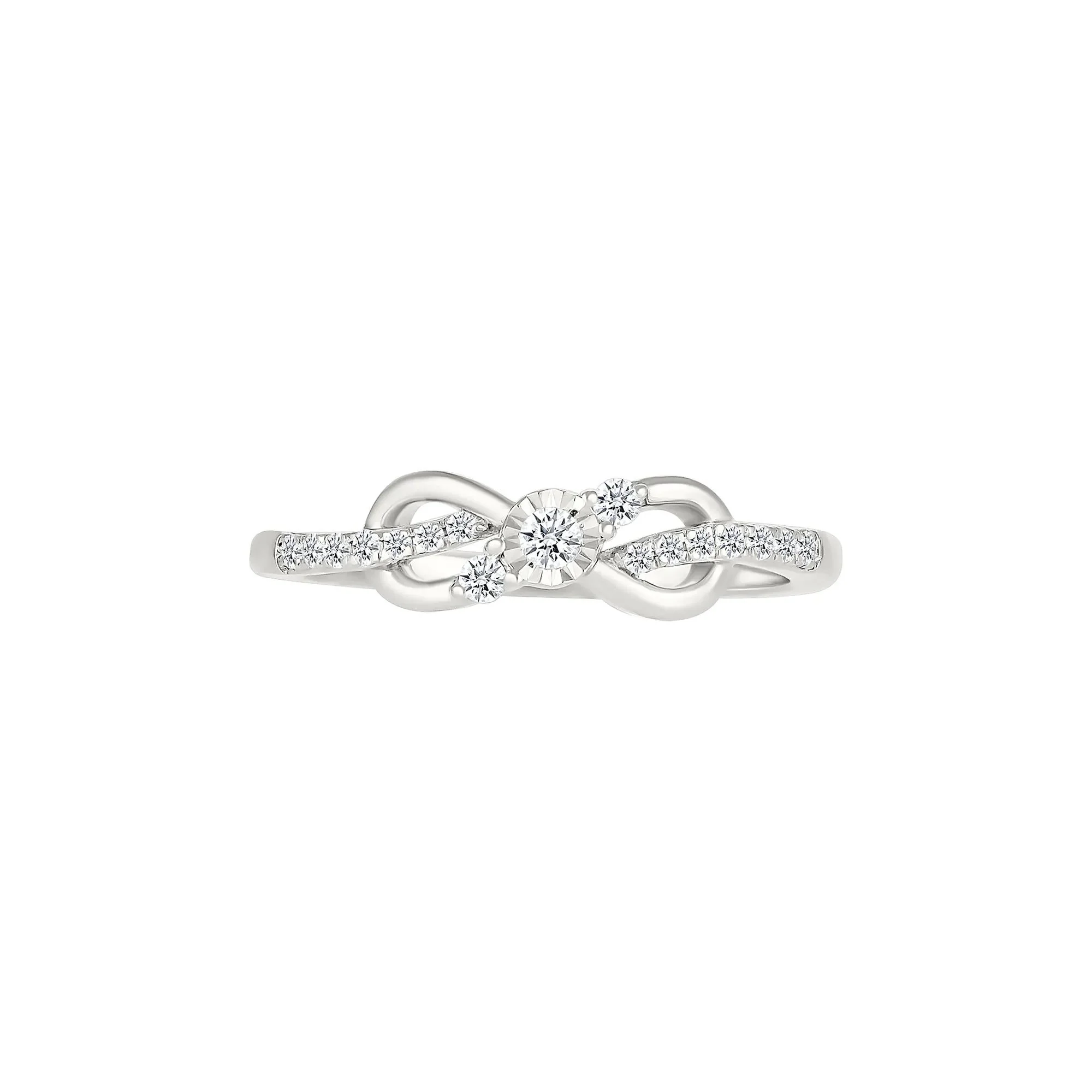 Diamond Accent Infinity Knot Ring .925 Sterling Silver Round Brilliant Cut White Size 6.5 2mm - Image 3