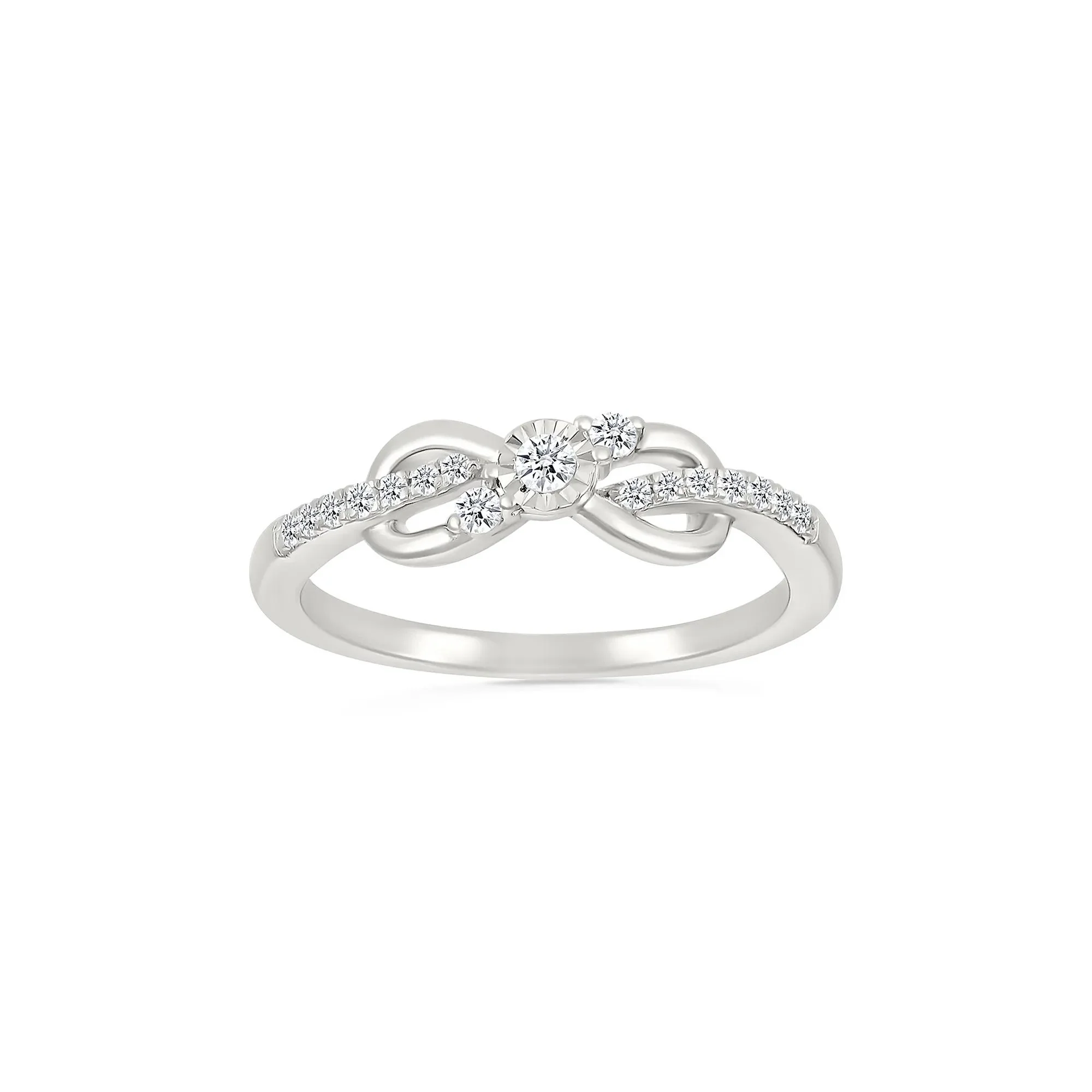 Diamond Accent Infinity Knot Ring .925 Sterling Silver Round Brilliant Cut White Size 6.5 2mm - Image 4