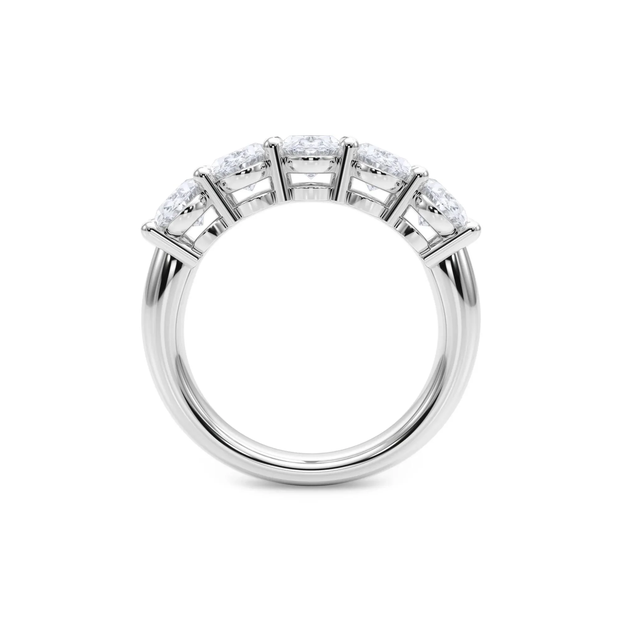3 CT. Tw. Lab Grown Diamond Five-Stone Anniversary Band Ring 14K White Gold Size 7.5 6.5mm - Image 2