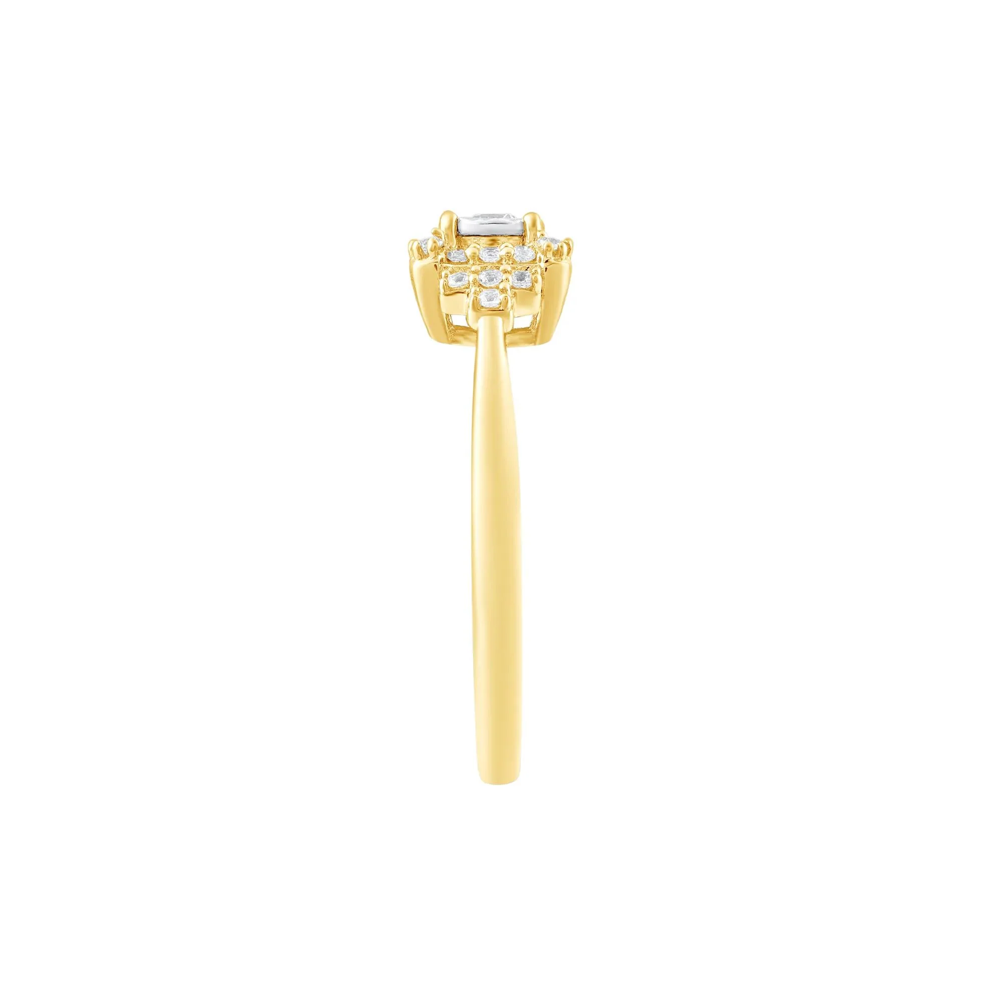 1/4 CT. Tw. Diamond Ring 10K Yellow Gold Round Brilliant Cut Size 10 - Image 3