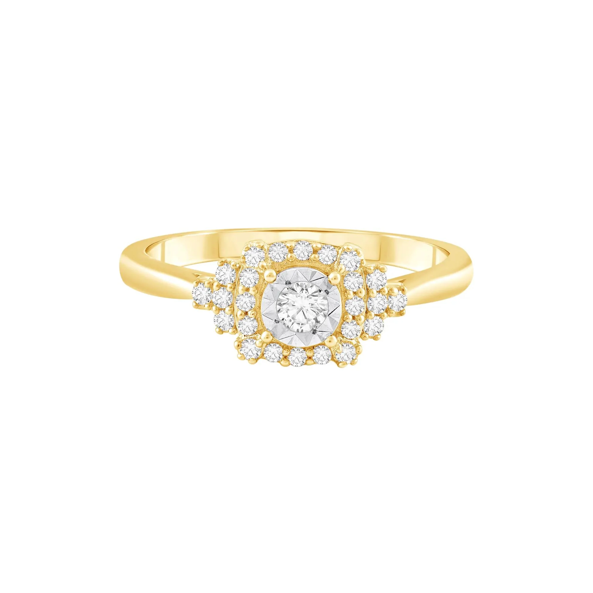 1/4 CT. Tw. Diamond Ring 10K Yellow Gold Round Brilliant Cut Size 9.5