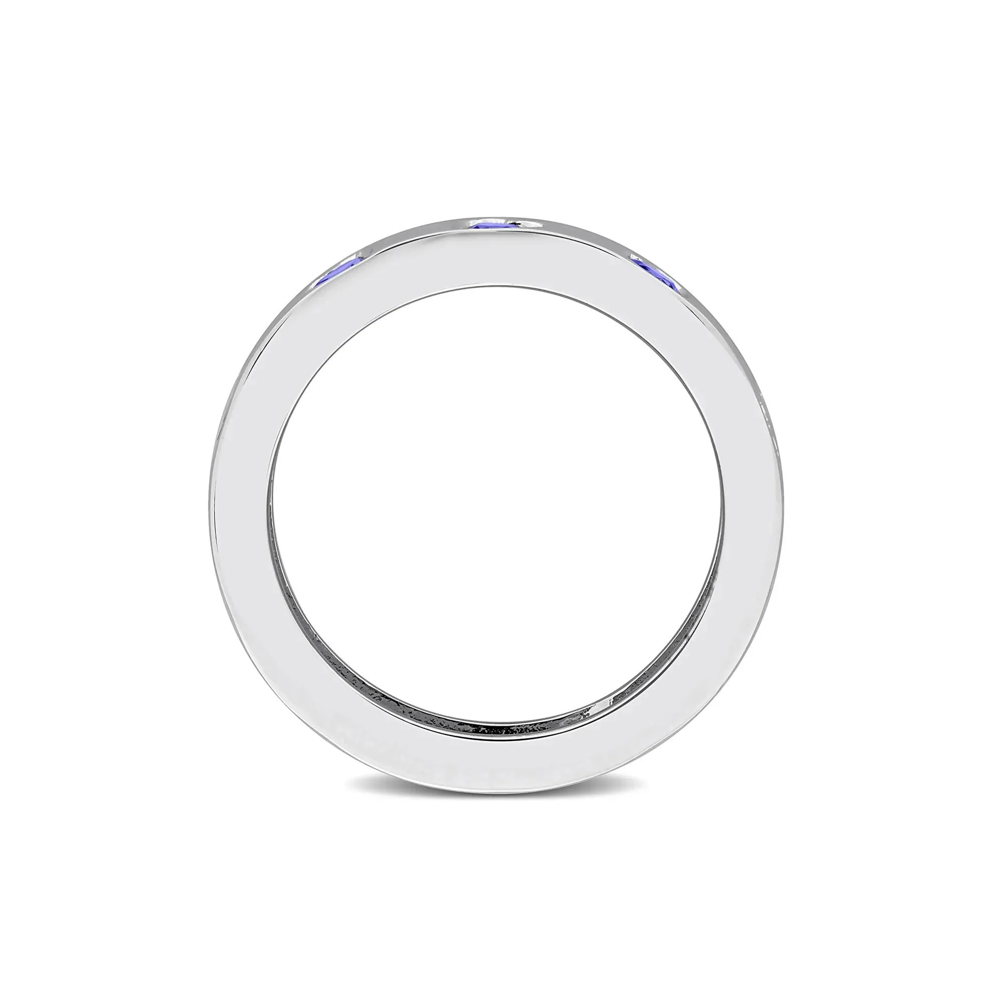 Heart-Shaped Lab-Created Blue Sapphire Eternity Band Ring .925 Sterling Silver White Size 5 4mm - Image 2