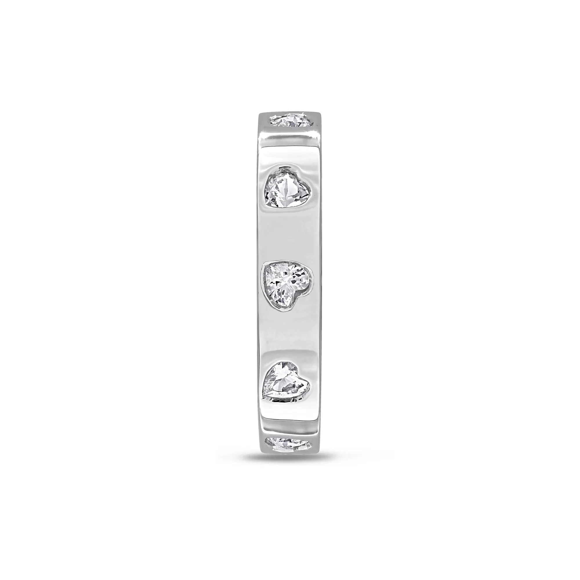 Heart-Shaped Lab-Created White Sapphire Eternity Band Ring .925 Sterling Silver Size 5 4mm - Image 3