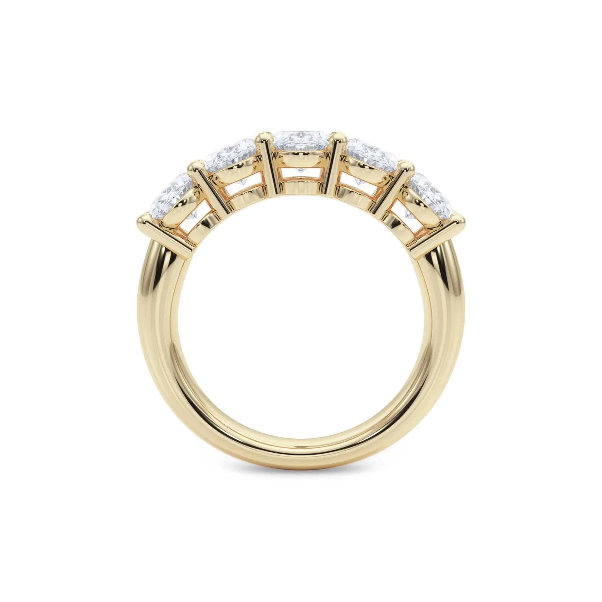 3 CT. Tw. Lab Grown Diamond Five-Stone Anniversary Band Ring 14K Yellow Gold Size 6.5mm - Image 2