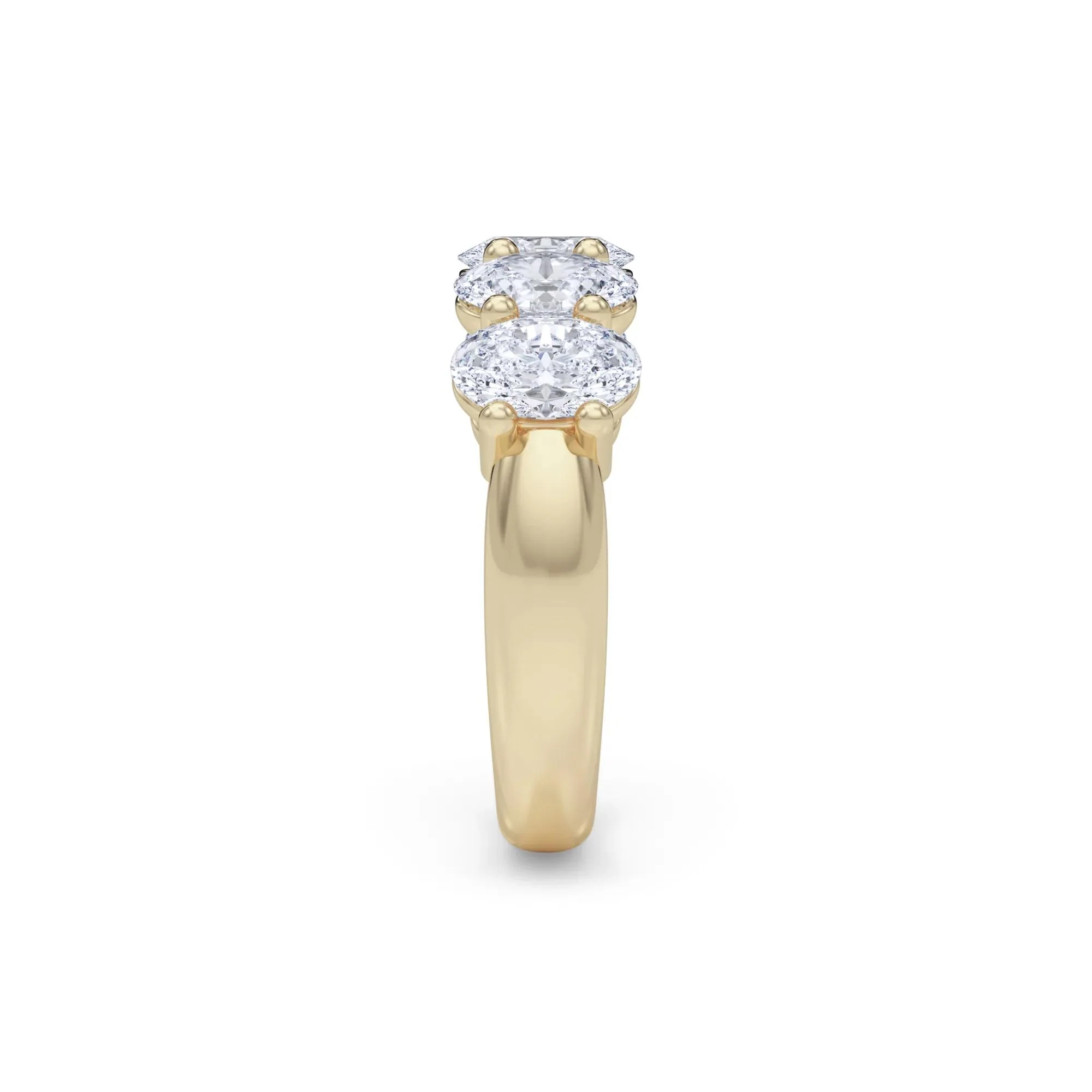 3 CT. Tw. Lab Grown Diamond Five-Stone Anniversary Band Ring 14K Yellow Gold Size 6.5mm - Image 3