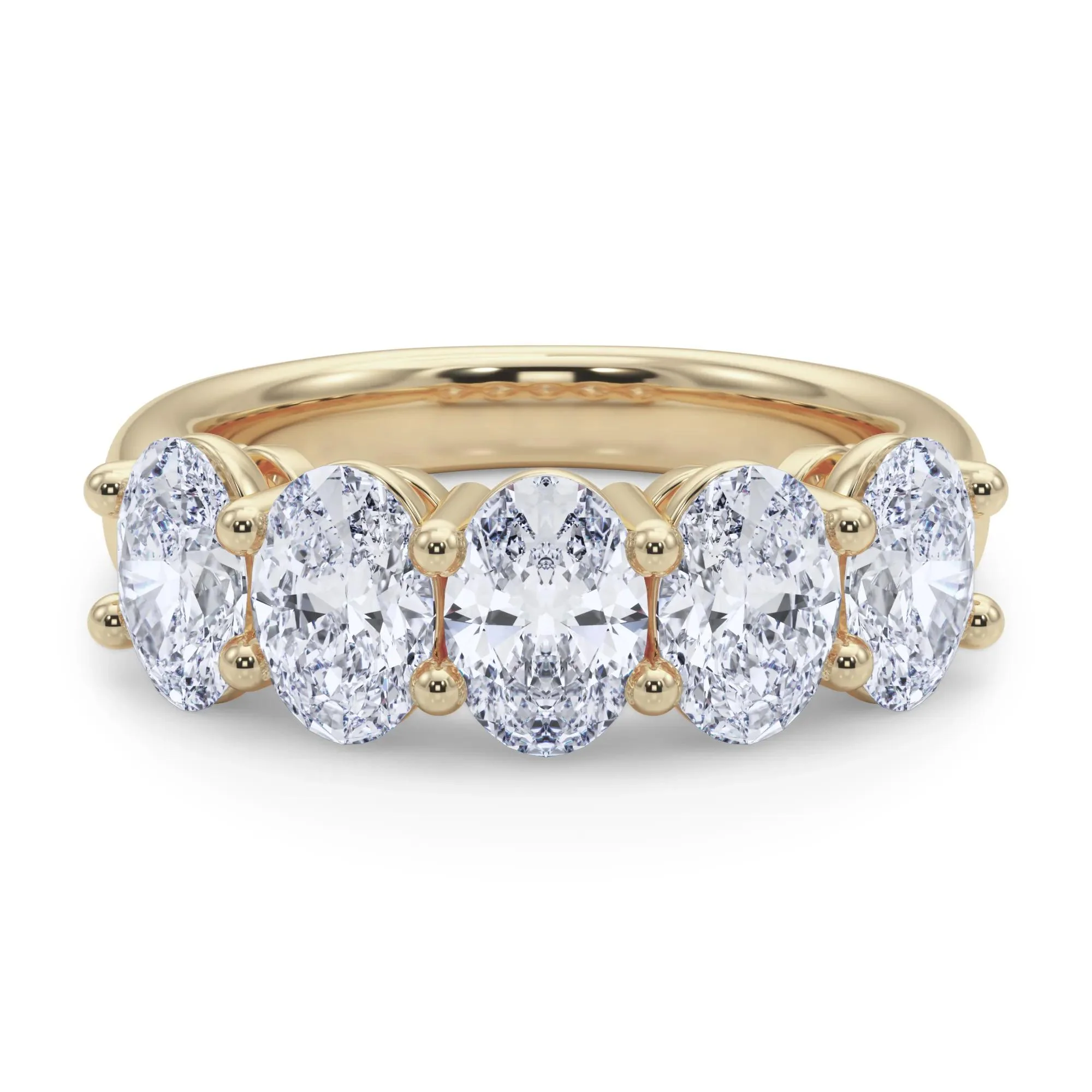 3 CT. Tw. Lab Grown Diamond Five-Stone Anniversary Band Ring 14K Yellow Gold Size 6.5mm - Image 4