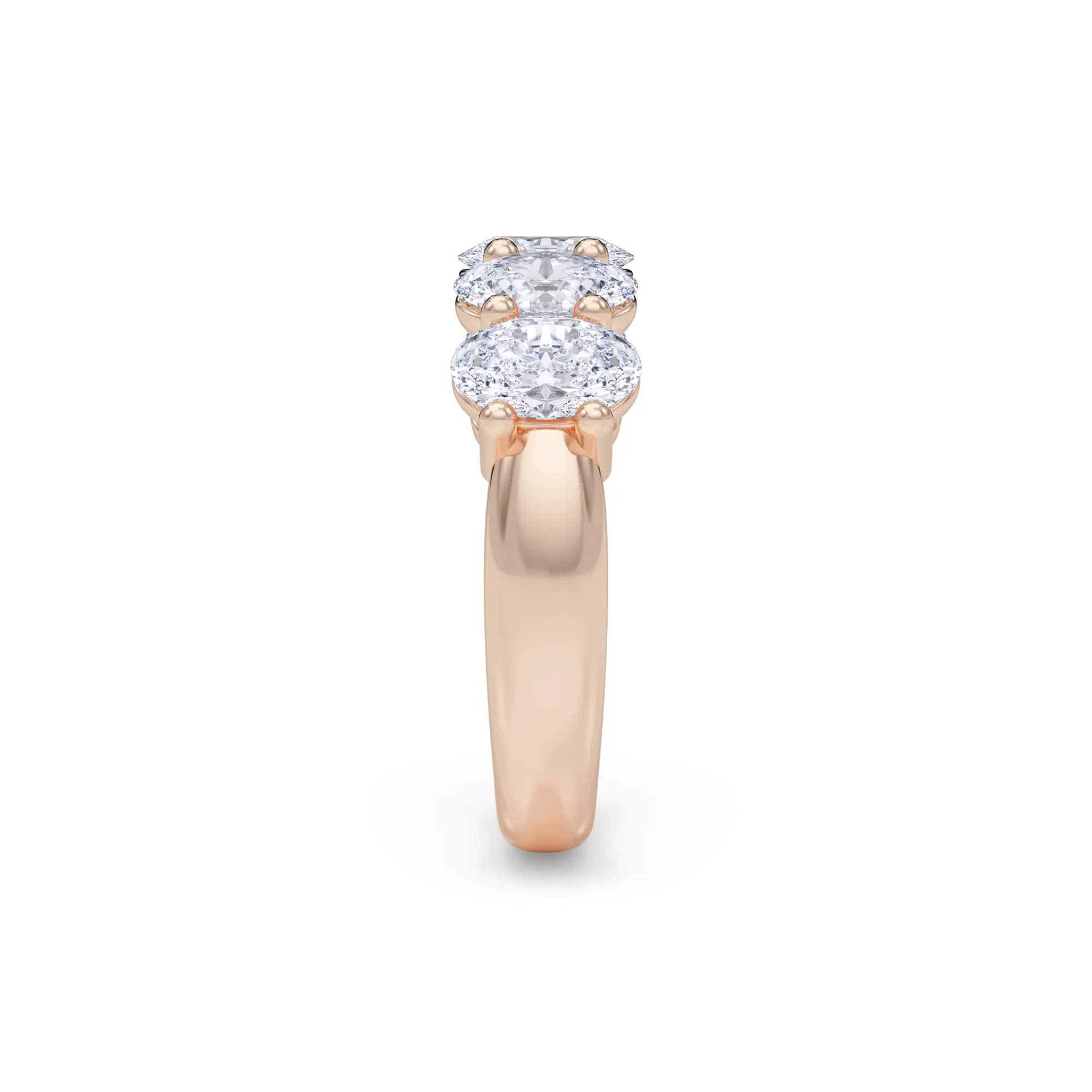 3 CT. Tw. Lab Grown Diamond Five-Stone Anniversary Band Ring 14K Rose Gold Size 5.5 6.5mm - Image 3