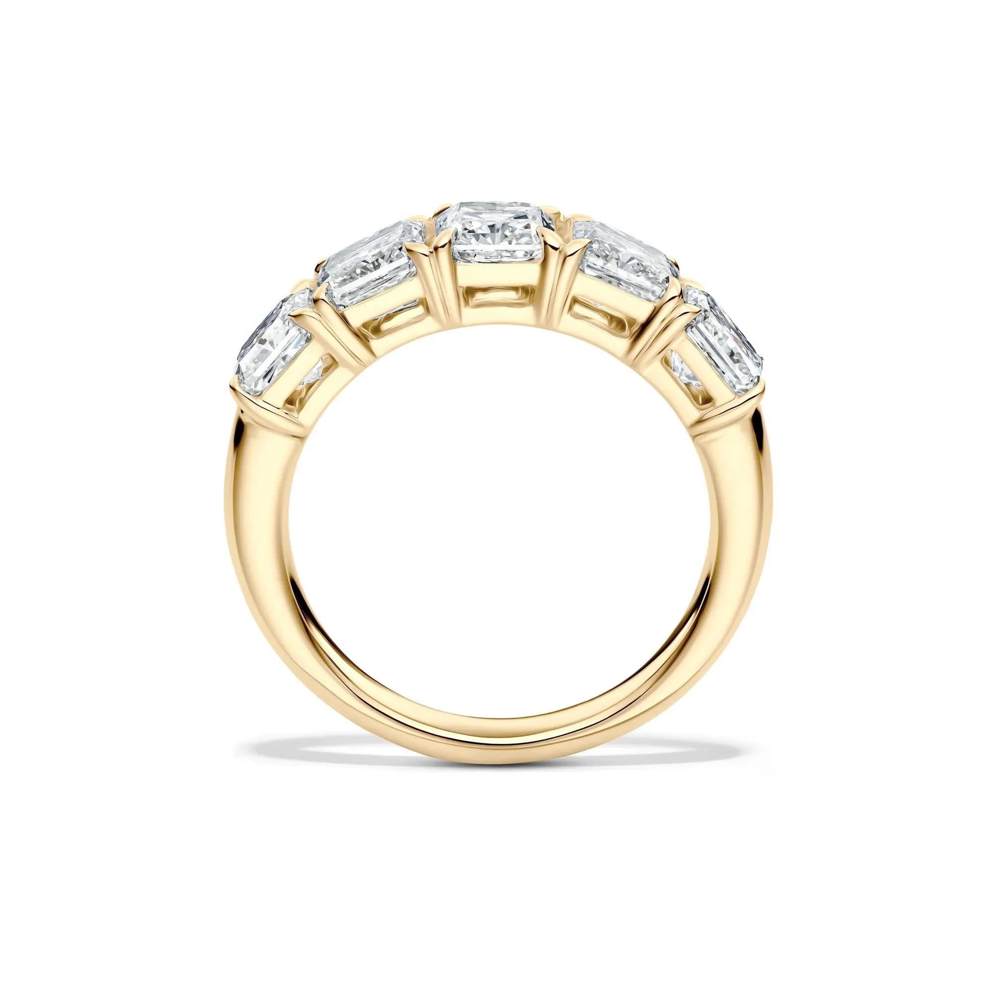 3 CT. Tw. Lab Grown Diamond Five-Stone Anniversary Band Ring 14K Yellow Gold Size 4 5mm - Image 2