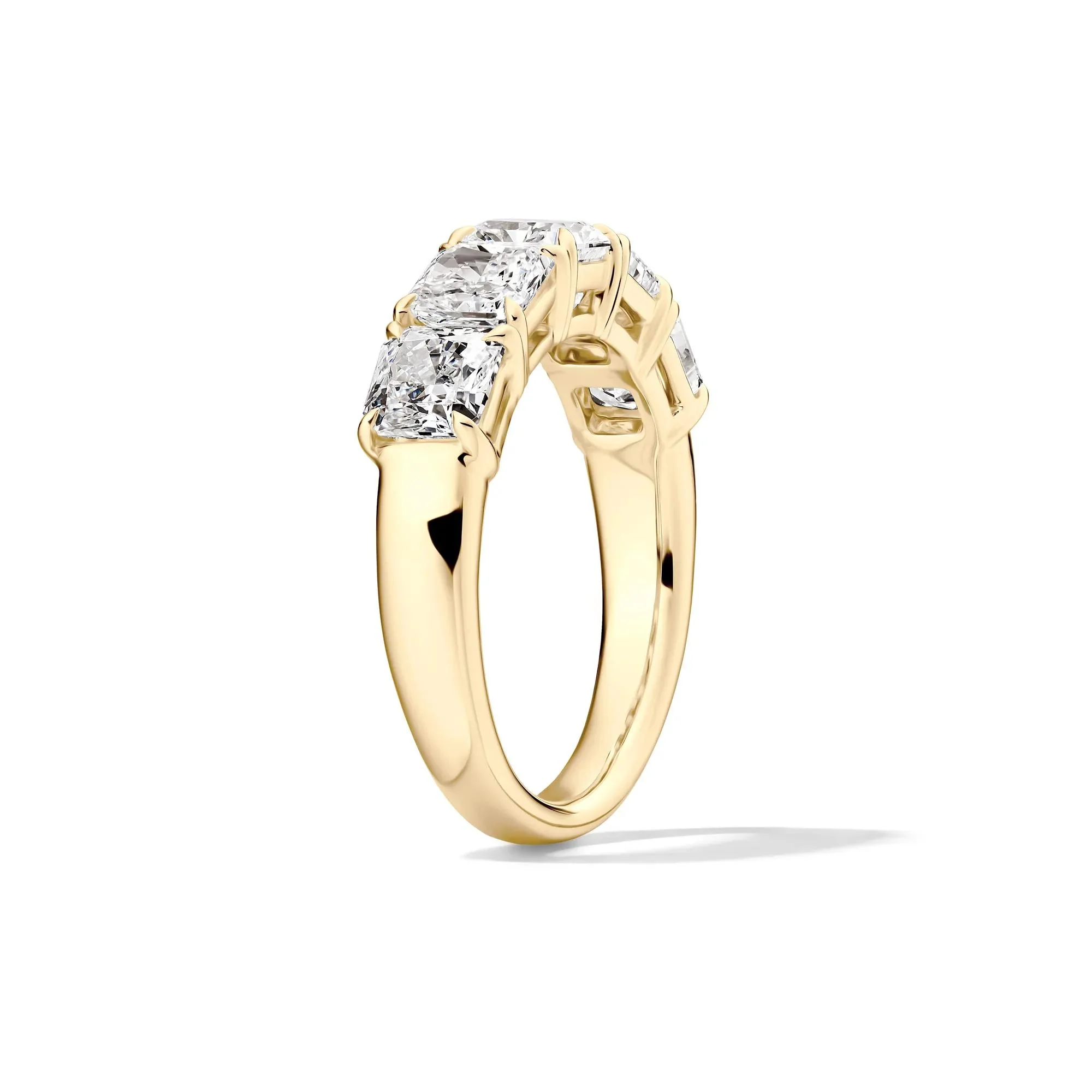 3 CT. Tw. Lab Grown Diamond Five-Stone Anniversary Band Ring 14K Yellow Gold Size 4 5mm - Image 3