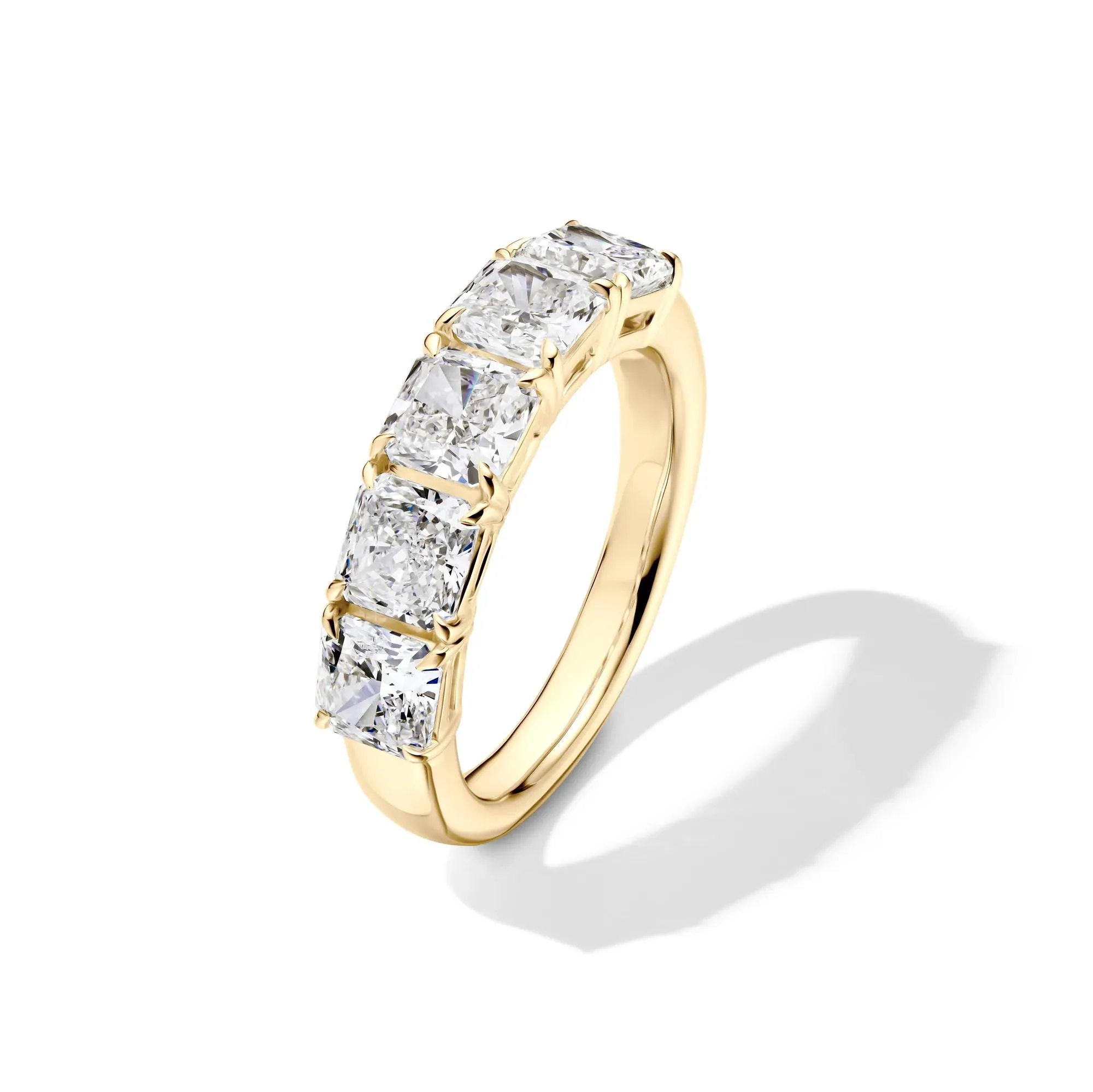 3 CT. Tw. Lab Grown Diamond Five-Stone Anniversary Band Ring 14K Yellow Gold Size 5 5mm - Image 4