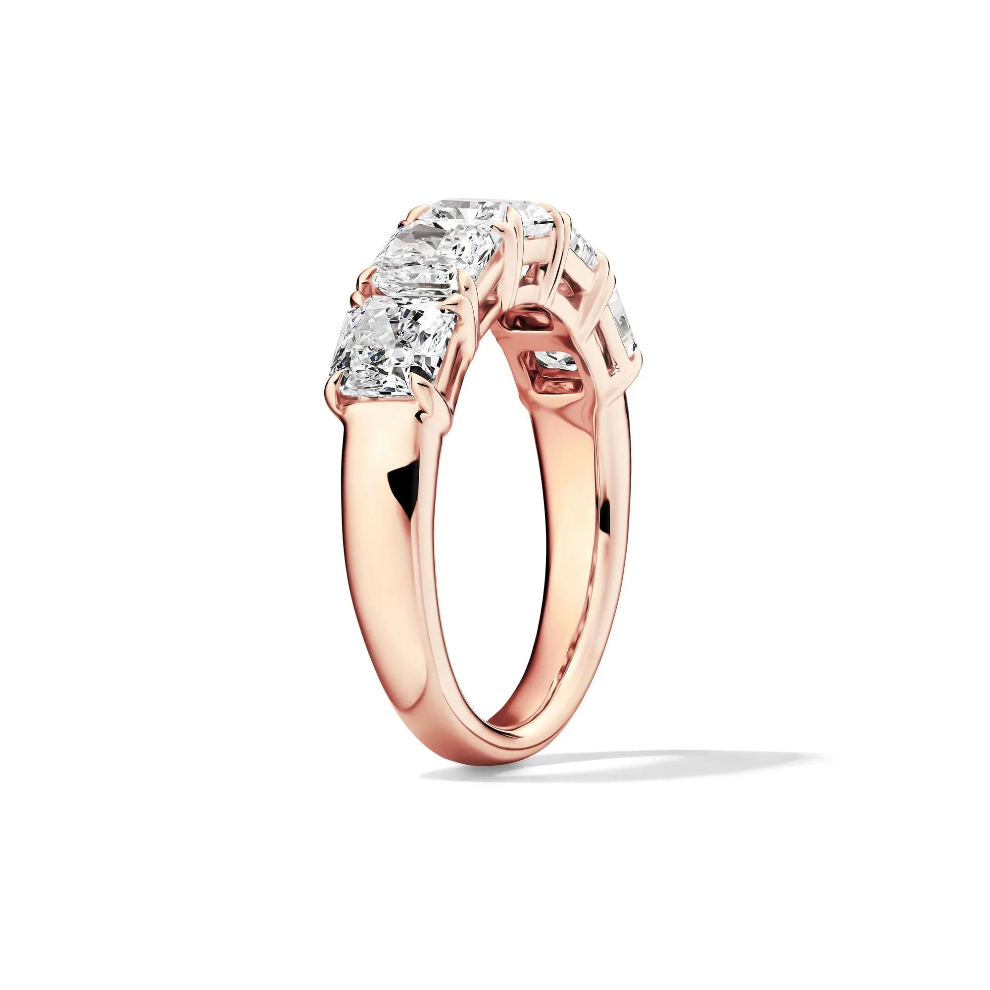 3 CT. Tw. Lab Grown Diamond Five-Stone Anniversary Band Ring 14K Rose Gold Size 5.5 5mm - Image 3