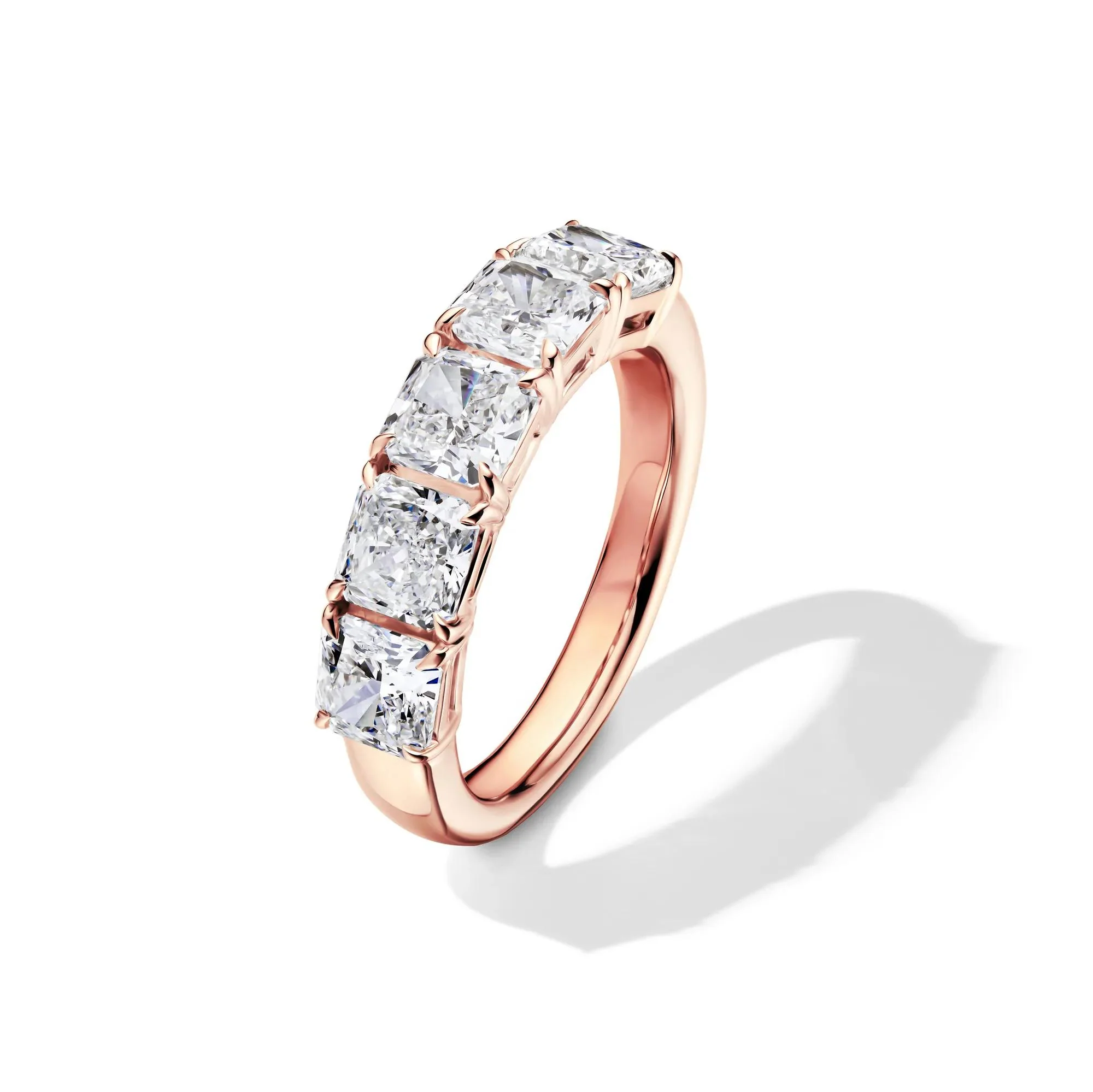3 CT. Tw. Lab Grown Diamond Five-Stone Anniversary Band Ring 14K Rose Gold Size 8.5 5mm - Image 4