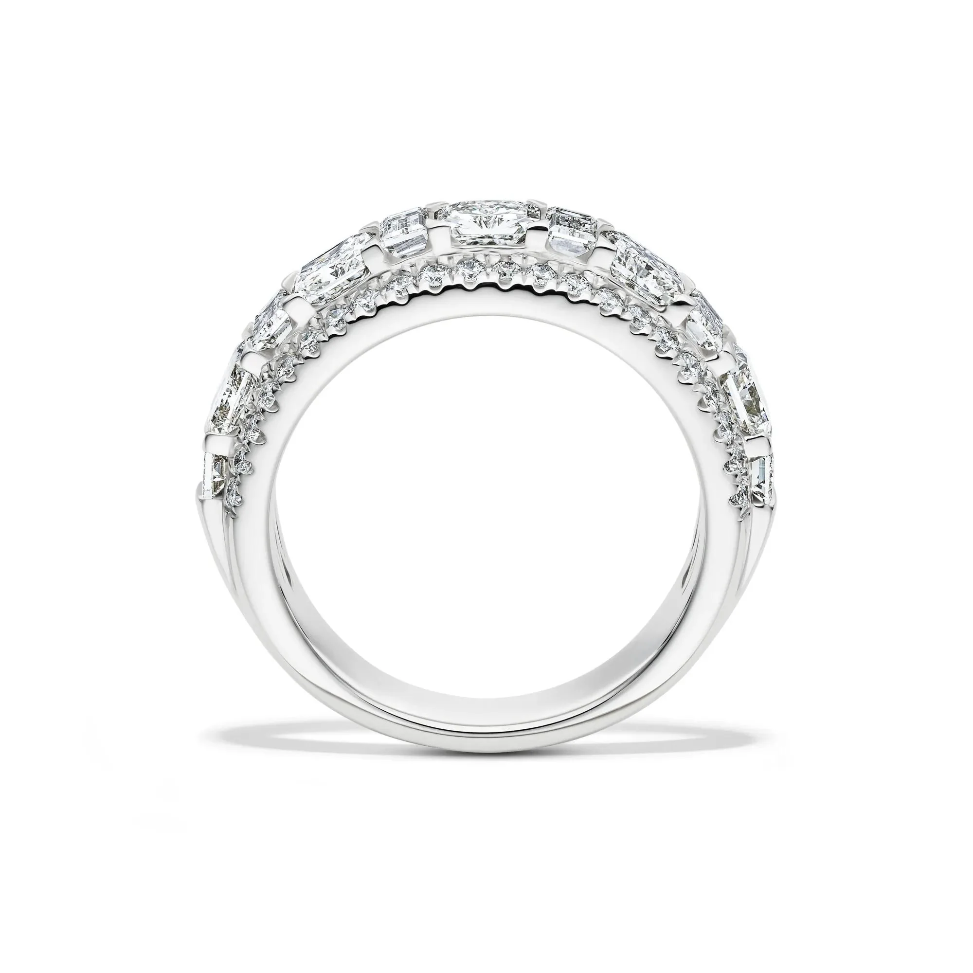 3 CT. Tw. Lab Grown Diamond Multi-Row Anniversary Band Ring 14K White Gold Size 6 7mm - Image 2