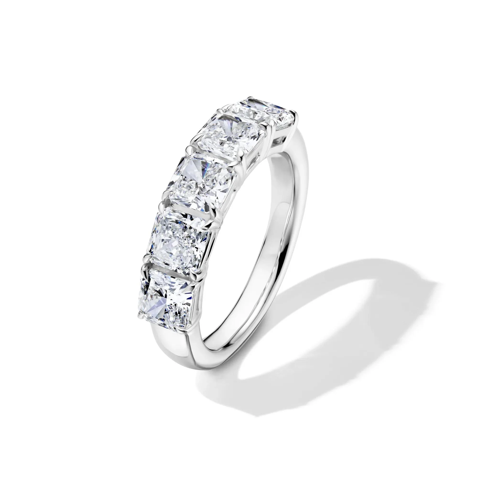 3 CT. Tw. Lab Grown Diamond Five-Stone Anniversary Band Ring 14K White Gold Size 9 5mm - Image 4