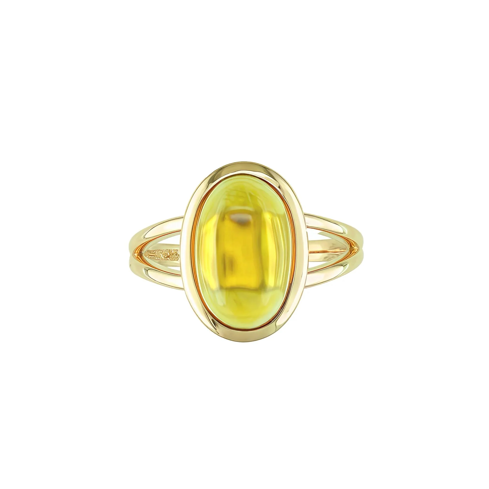 Oval-Shaped Cabochon Citrine Ring 10K Yellow Gold Size 5.5 1mm