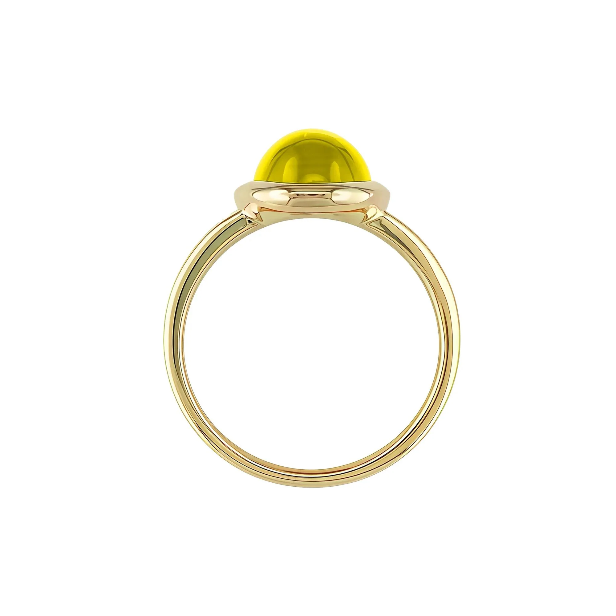 Oval-Shaped Cabochon Citrine Ring 10K Yellow Gold Size 6 1mm - Image 2