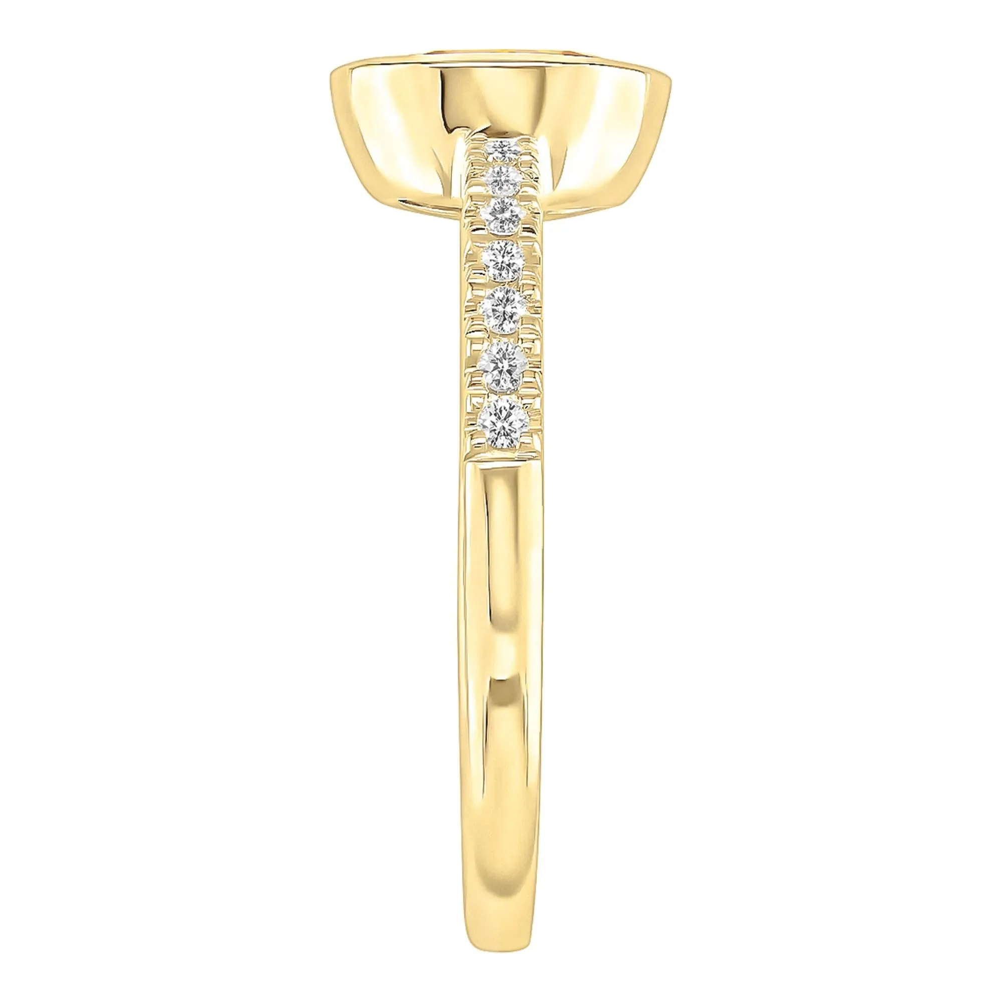 Bezel-Set Citrine Ring with Diamond Accent 10K Yellow Gold Round Brilliant Cut Size 8 1mm - Image 3
