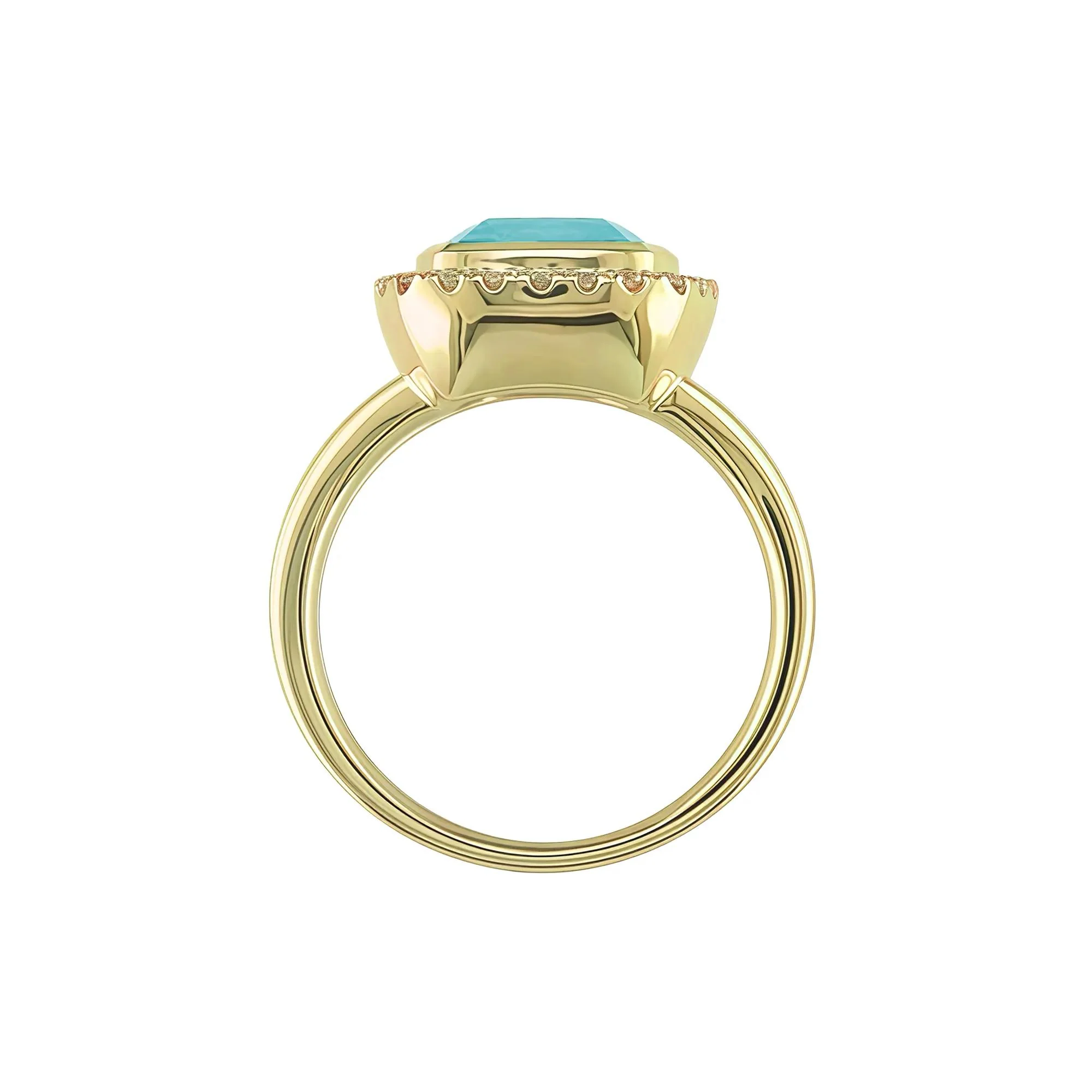 1/5 CT. Tw. Blue Topaz and Diamond Ring 10K Yellow Gold Size 5 1mm - Image 2
